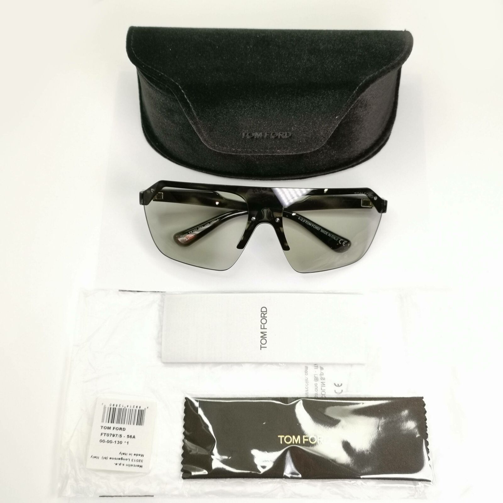 Authentic Tom Ford Mens Shield Visor Grey Havana Sunglasses Razor TF 797 56A