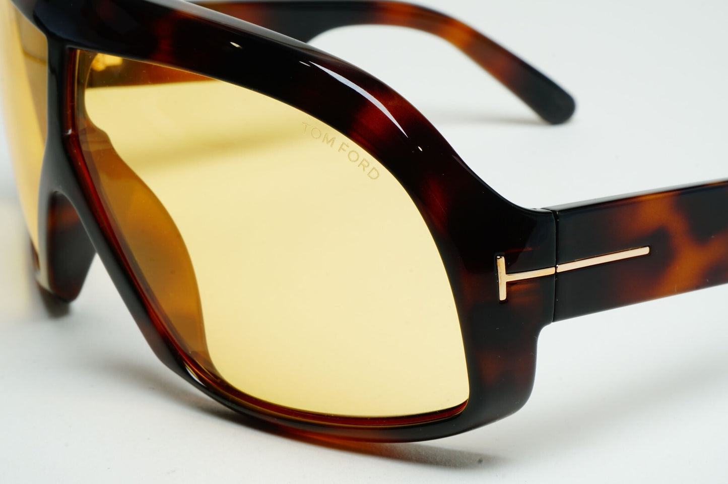 Tom Ford Sunglasses Cassius Brown Tortoise Yellow Wrap Visor FT0965 TF 965 52E A