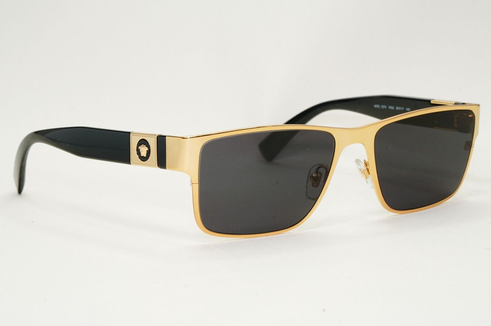 Versace Sunglasses Gold Black Glossy Square Medusa MOD VE 1274 1002 55mm