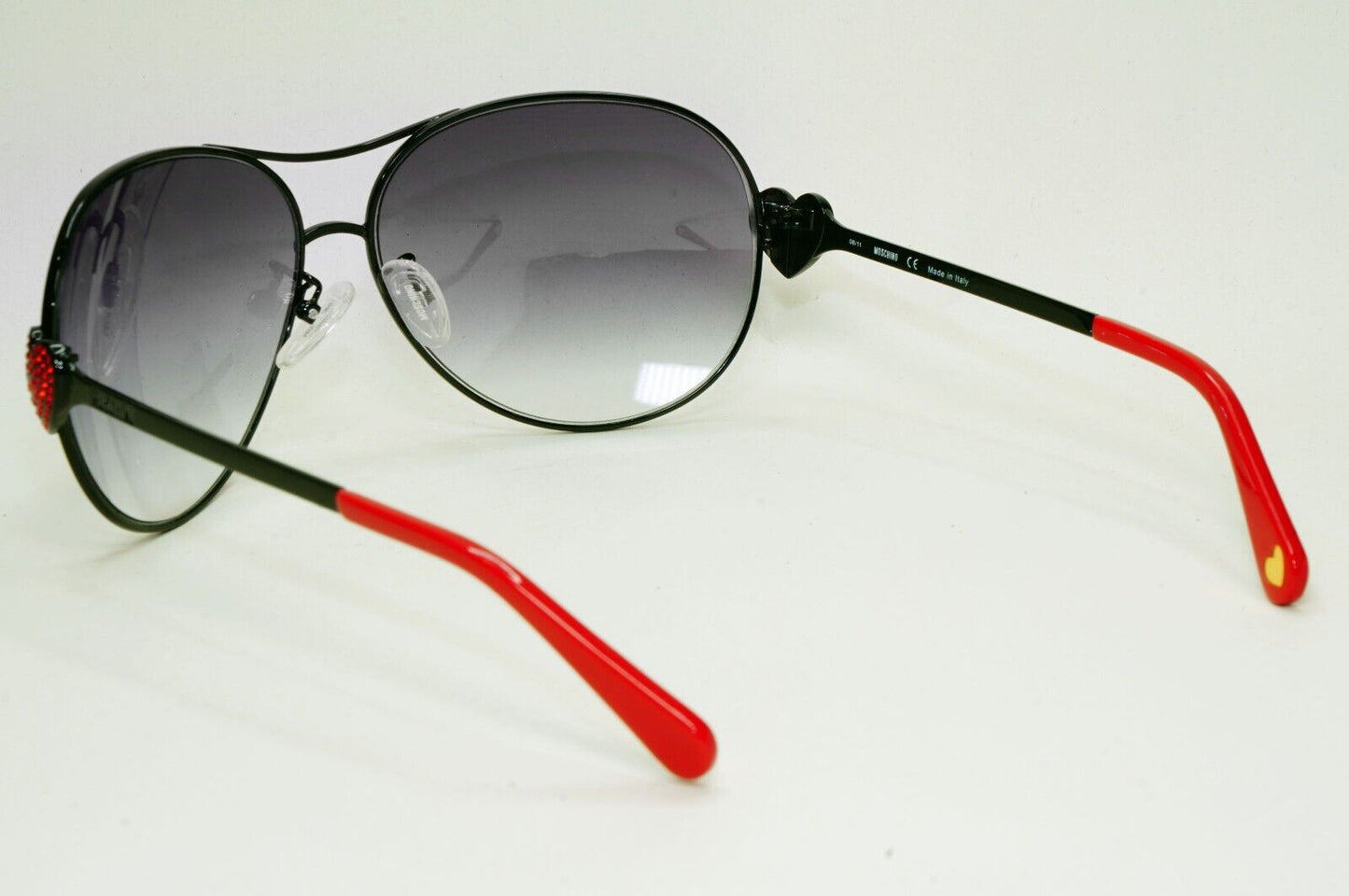 Moschino Sunglasses 2005 Vintage Black Grey Pilot Red Heart MO578 01 101124