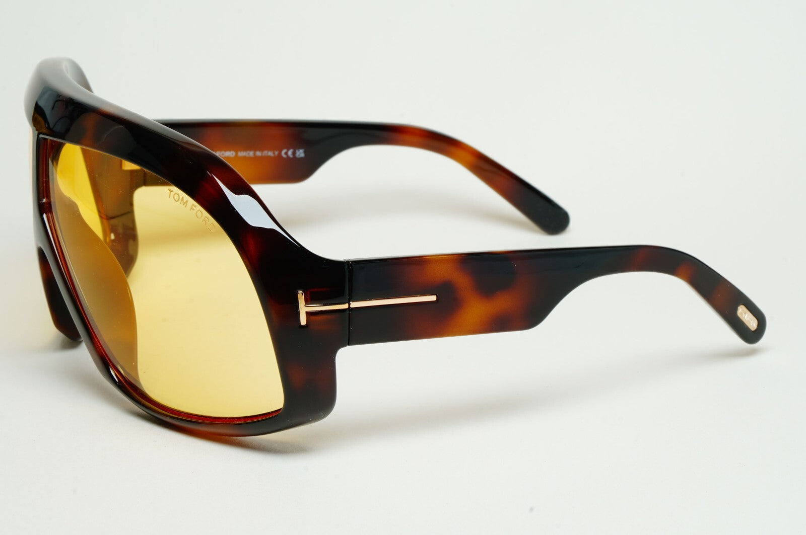 Tom Ford Sunglasses Cassius Brown Tortoise Yellow Wrap Visor FT0965 TF 965 52E A
