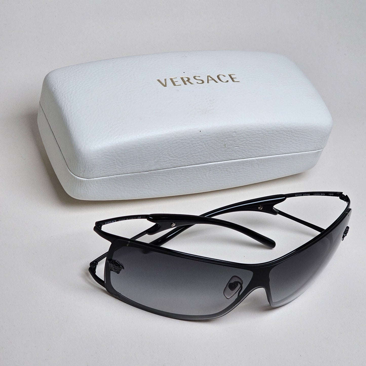 Versace Sunglasses 2006 Vintage Black Medusa Shield MOD 2048 1009/8G 200225