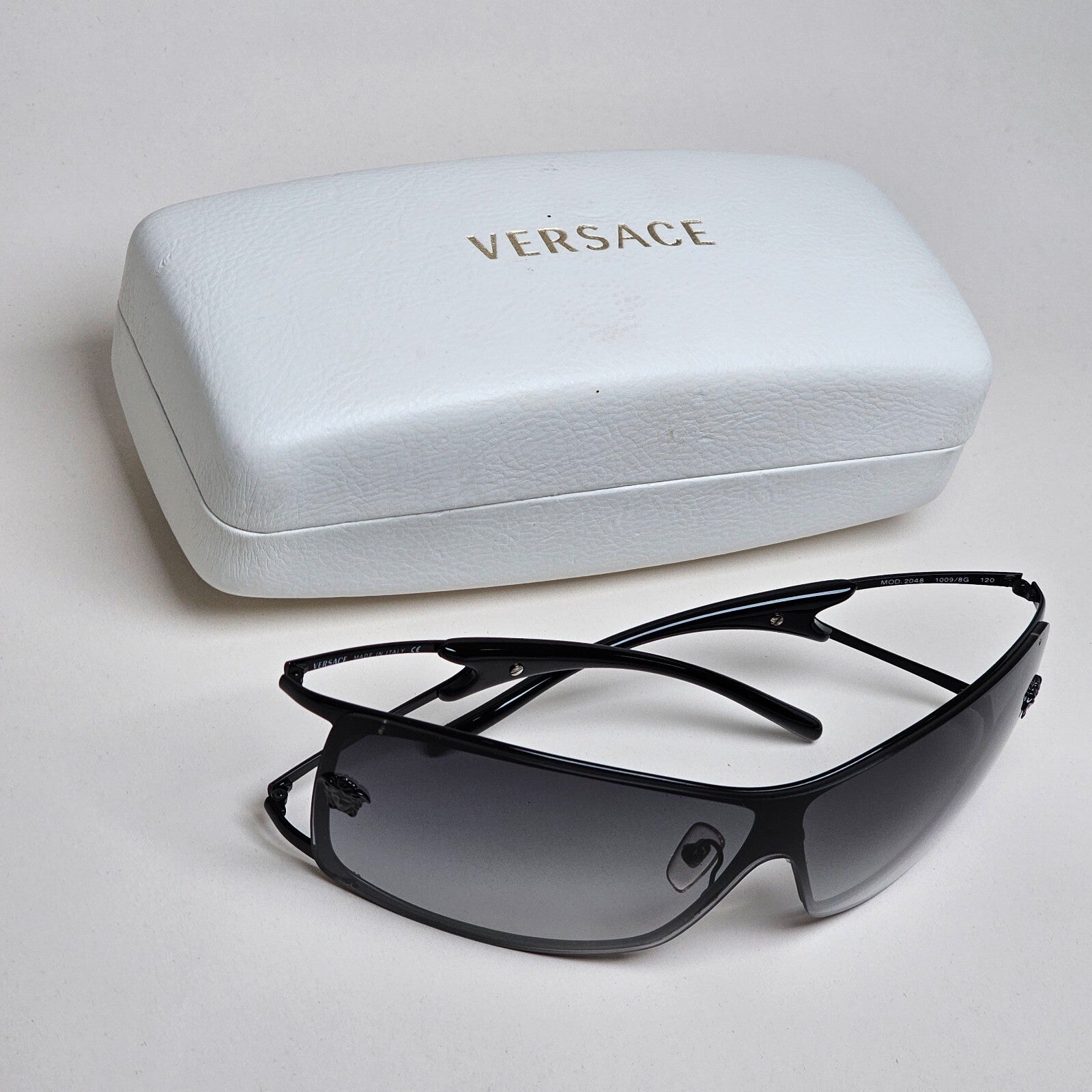 Versace Sunglasses 2006 Vintage Black Medusa Shield MOD 2048 1009/8G 200225
