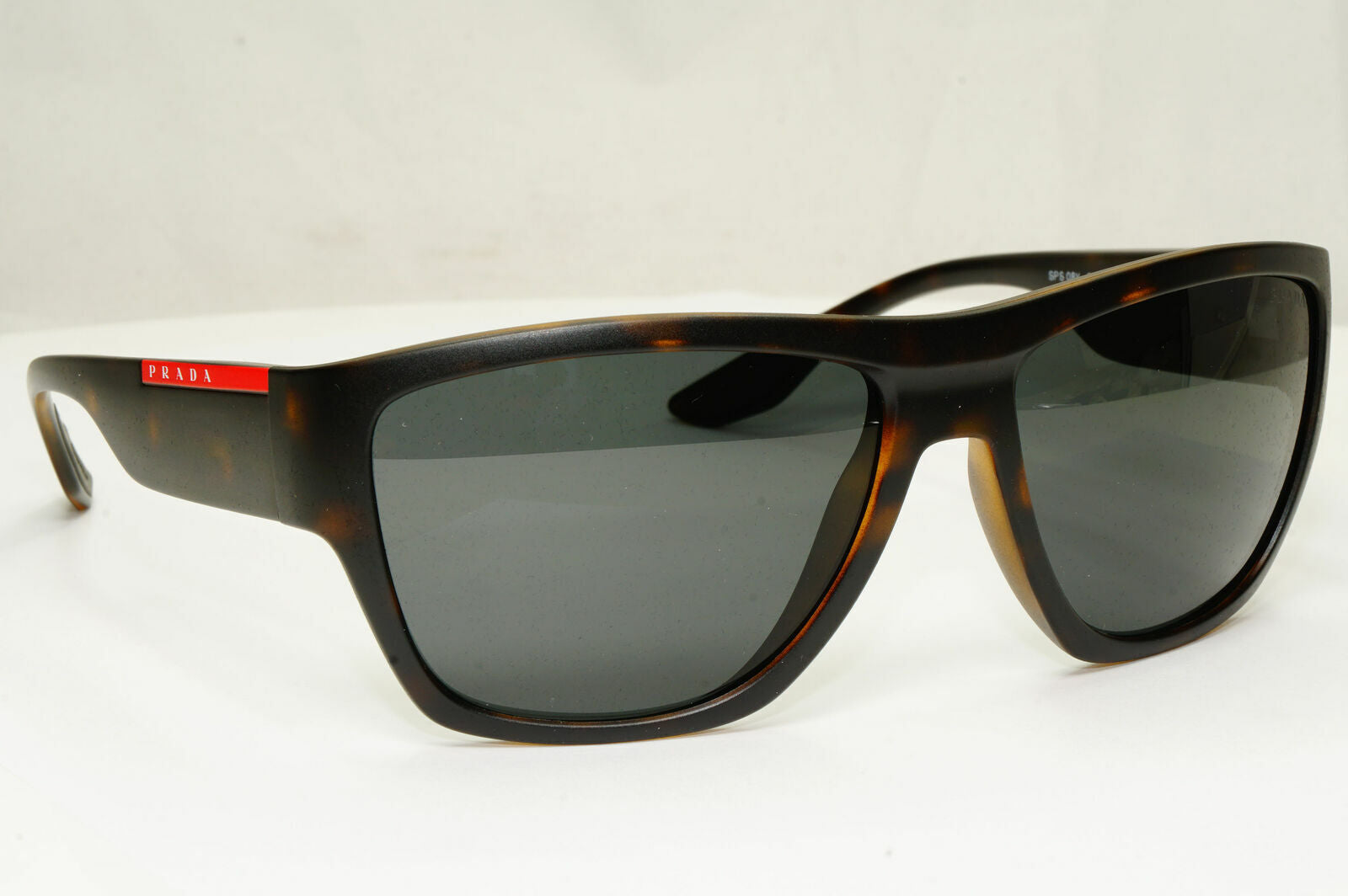 Prada Sunglasses Grey Brown Havana Mens Square SPS 08V 564-06F Red Stripe Sport