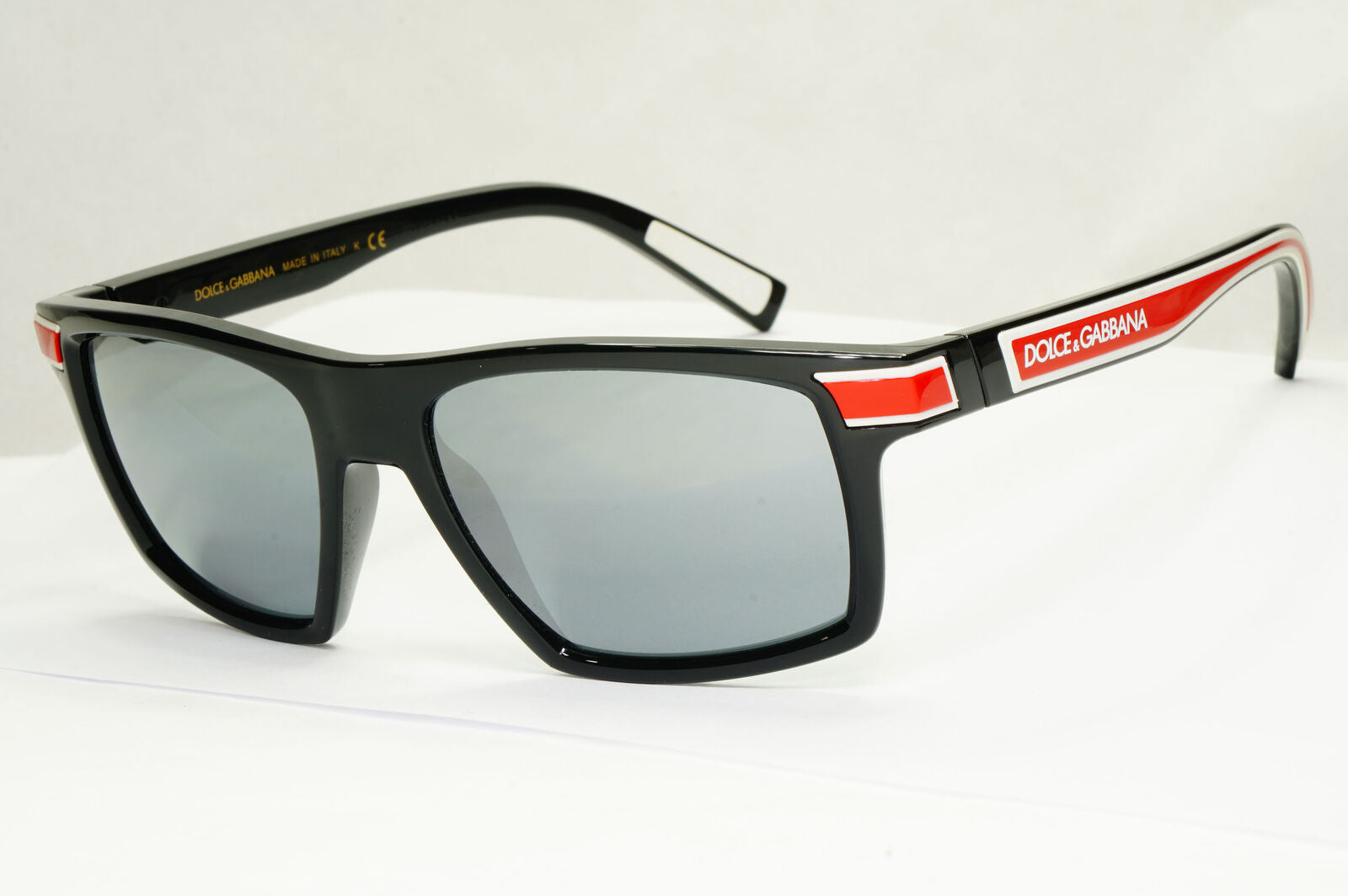 Dolce & Gabbana Sunglasses Black Grey Mirror Red White Square D&G DG 6160 501/6G
