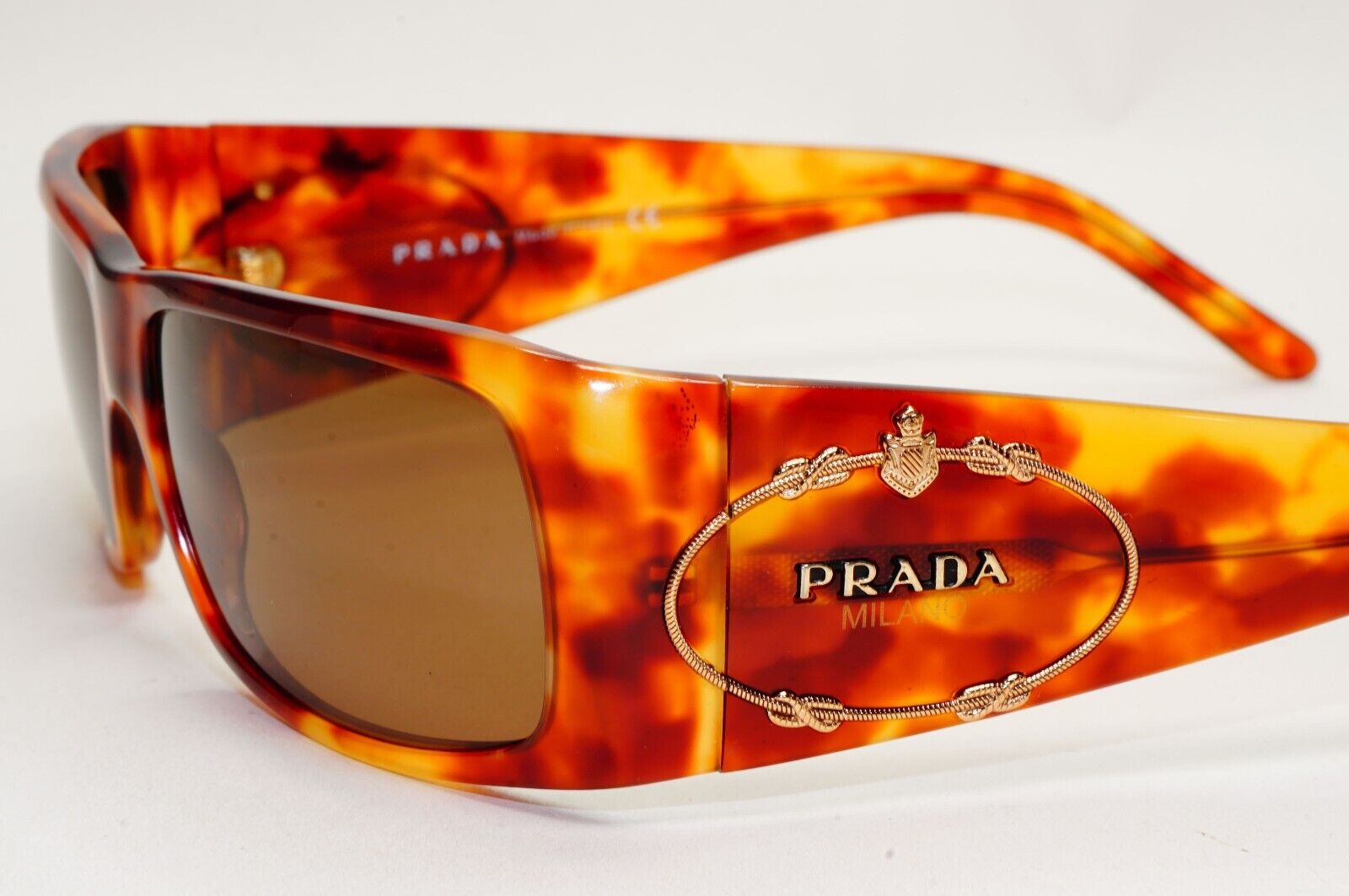 Prada Sunglasses 2007 Vintage Brown Gold Crest PR10HS SPR 10H 4BW-6S1 031124