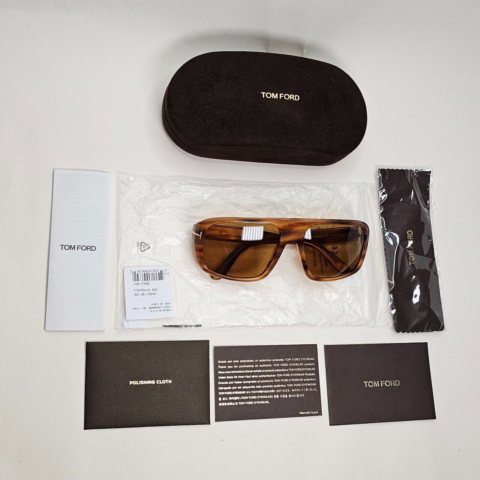 Tom Ford Sunglasses Duke Brown Tortoise Sqaure Navigator FT0754 TF 754 56E 59mm