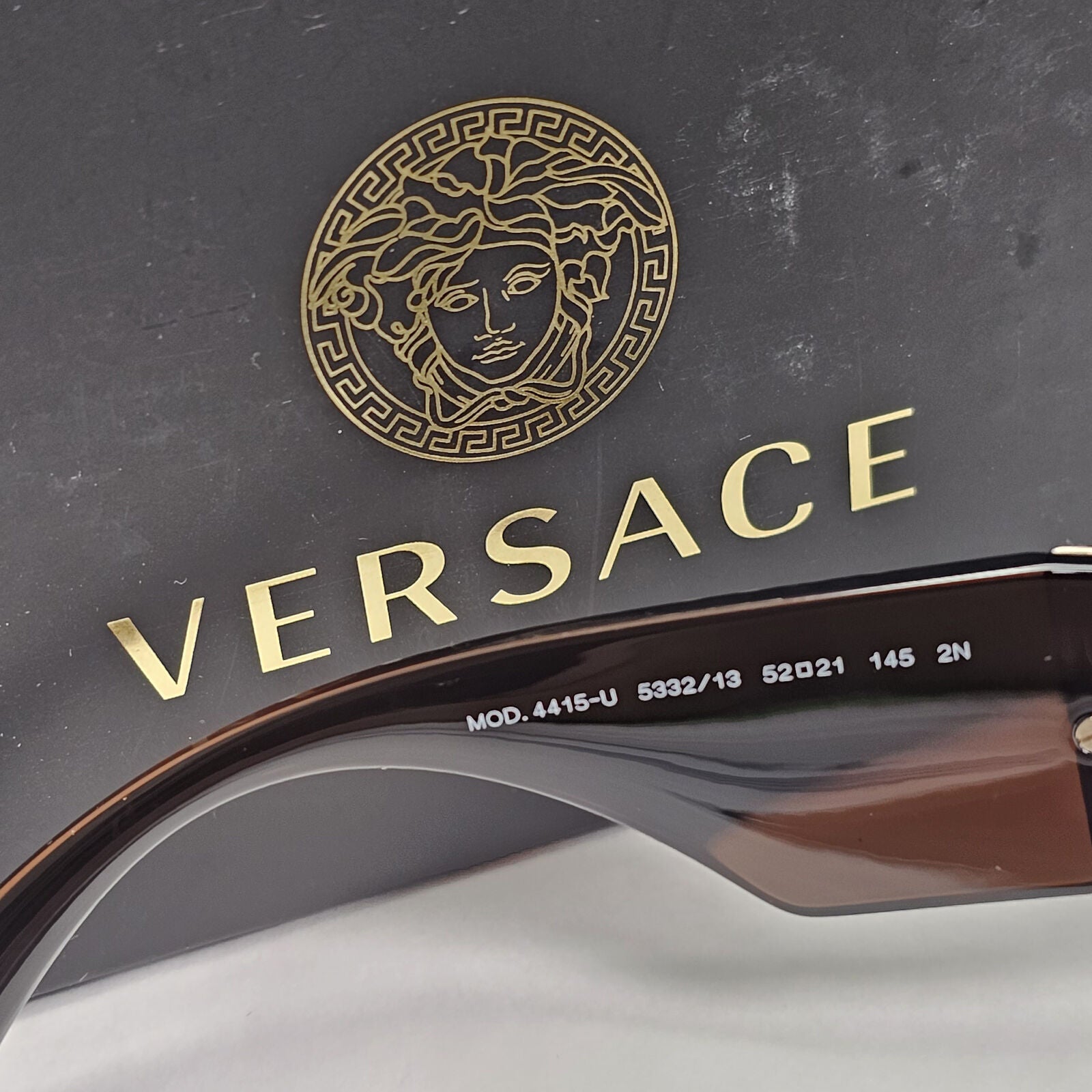 Versace Sunglasses Brown Gold Medus Square Transparent MOD VE 4415-U 5332/13