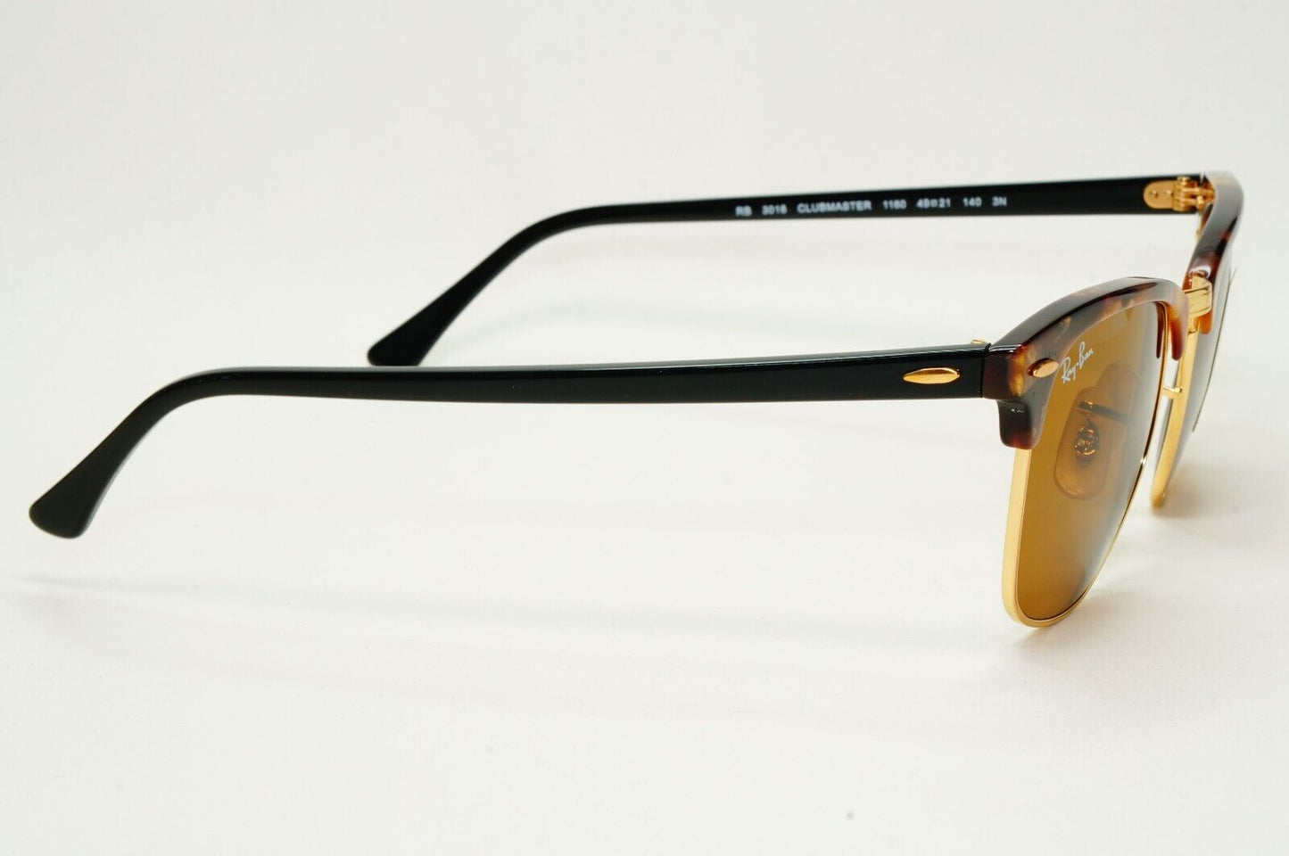 Ray-Ban Sunglasses Clubmaster Fleck Havana Brown Black Gold RB 3016 1160 49mm