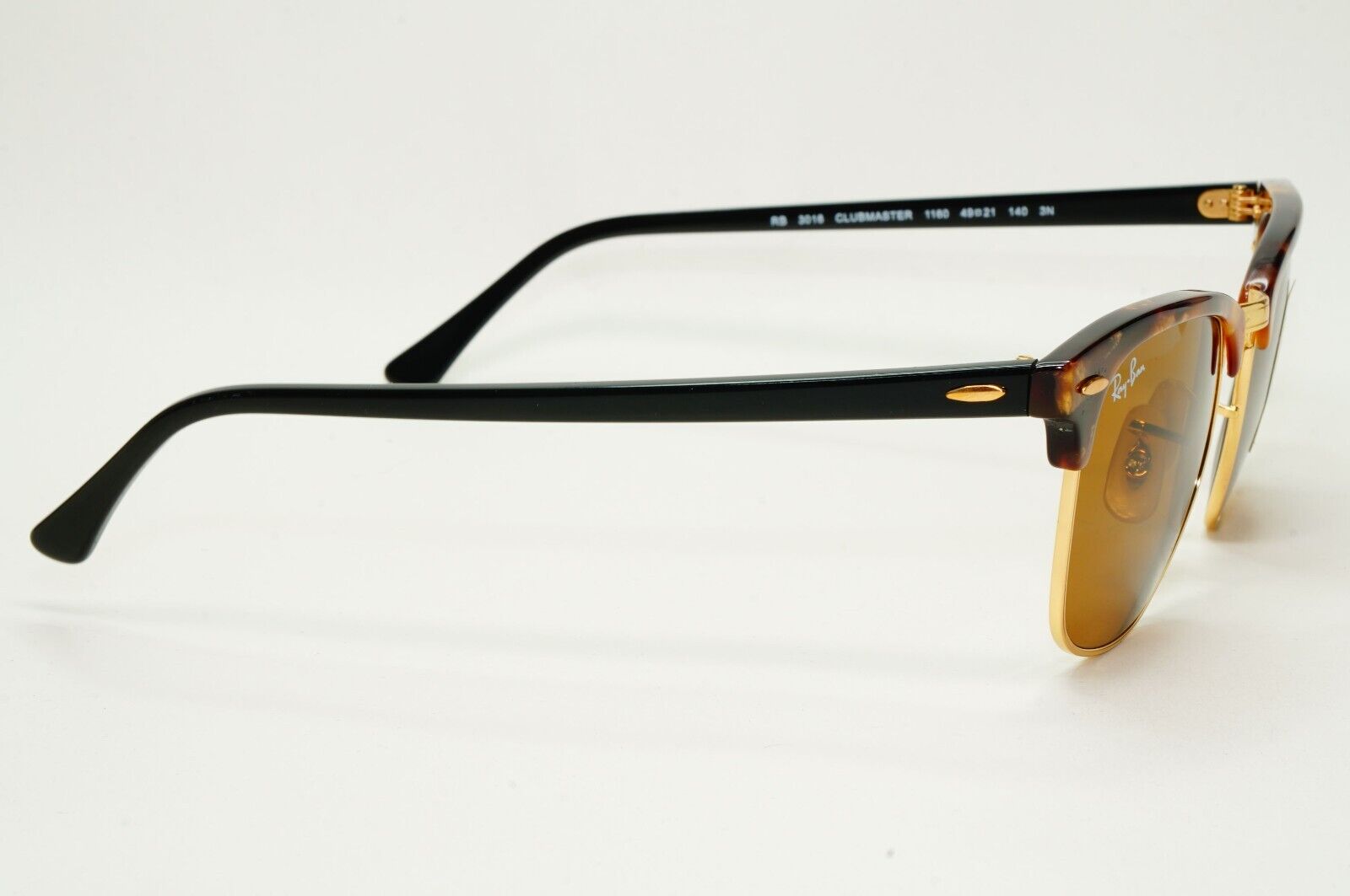Ray-Ban Sunglasses Clubmaster Fleck Havana Brown Black Gold RB 3016 1160 49mm