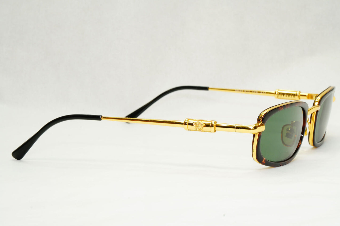 Gianni Versace 1995 Sunglasses Gold Tortoise Green MOD X12 COL A11 50mm 200124