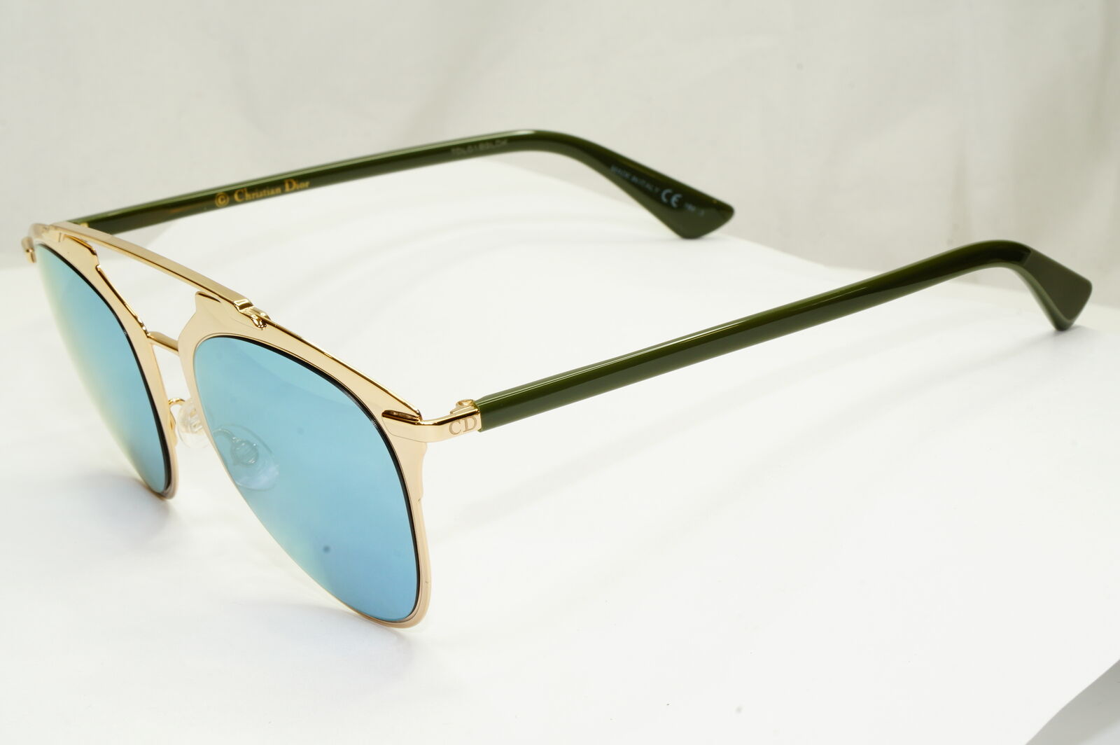 Authentic Dior Womens Gold Blue Mirror Designer Sunglasses Reflected XX83J