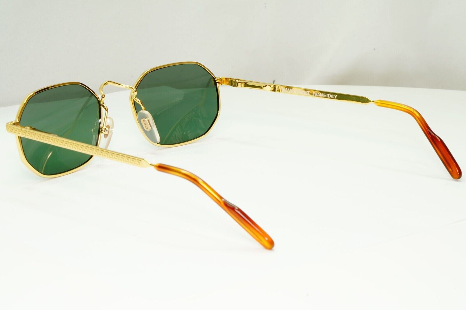 Gianni Versace 1995 Sunglasses Vintage Gold Green Hexagon MOD G09 COL 07M