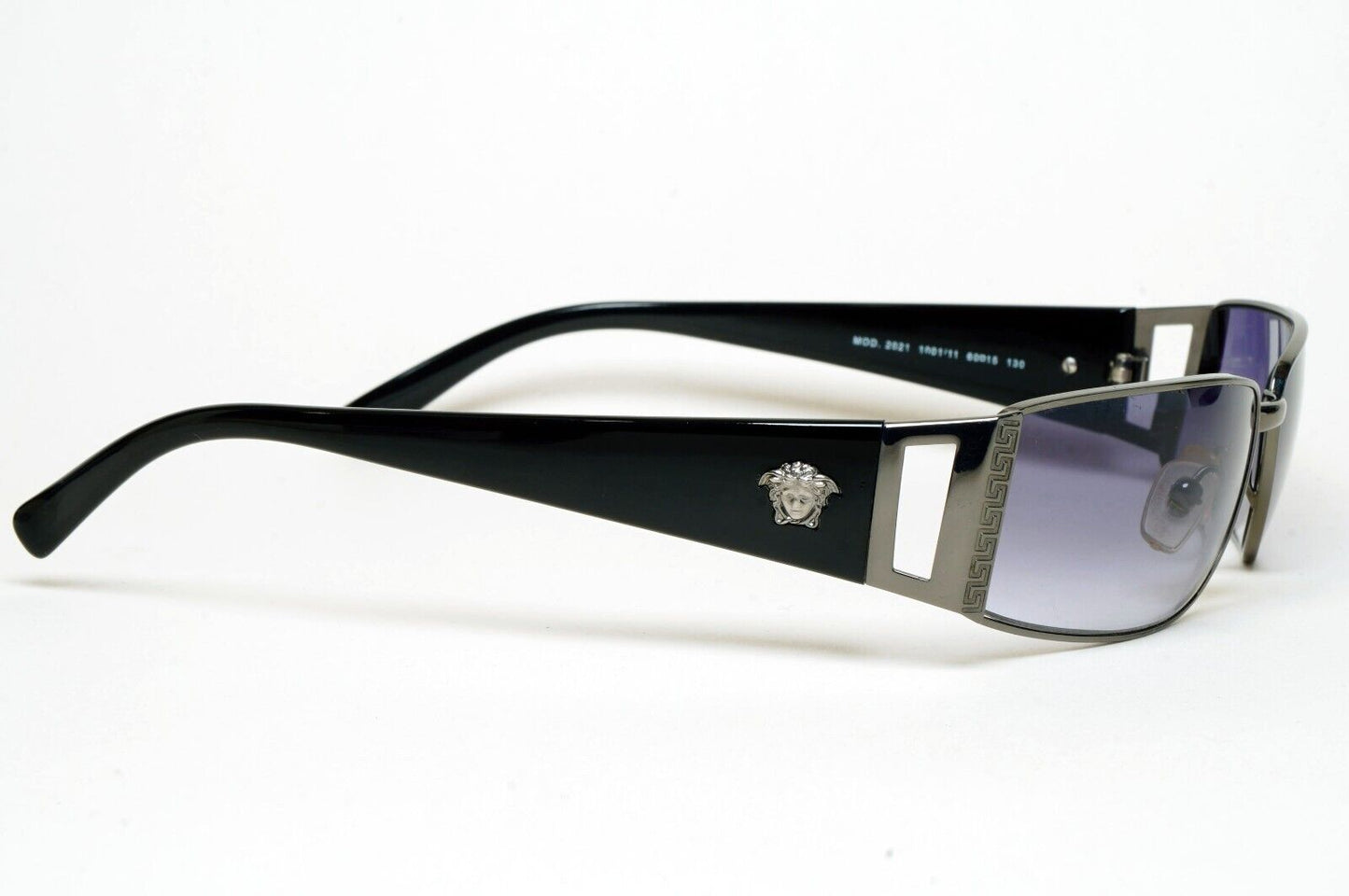 Versace Sunglasses 2003 Vintage Black Gunmetal Rectangle MOD 2021 1001/11 060125