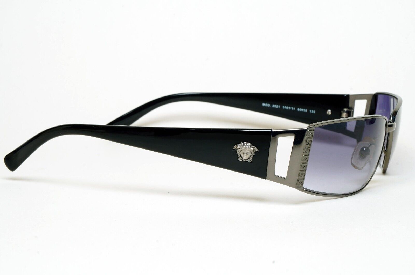 Versace Sunglasses 2003 Vintage Black Gunmetal Rectangle MOD 2021 1001/11 060125