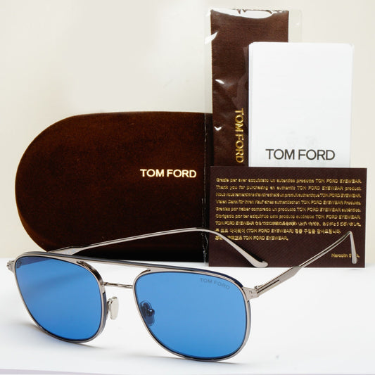 Tom Ford Sunglasses Jake Pilot Metal Blue Ruthenium Silver FT0827 TF 827 14V