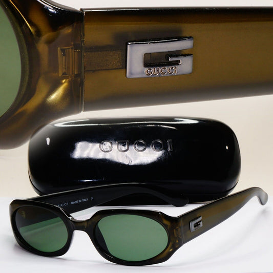 Gucci Sunglasses 1998 Vintage Green Dark Olive Square GG 2436/S 5YB 52mm 041124