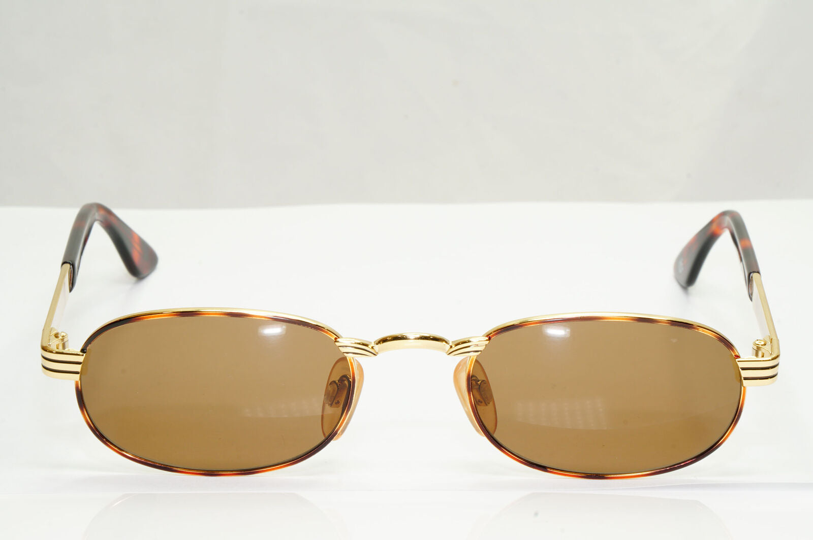 Versus 1996 by Gianni Versace Vintage Gold Brown Sunglasses Oval MOD F08 COL 36M