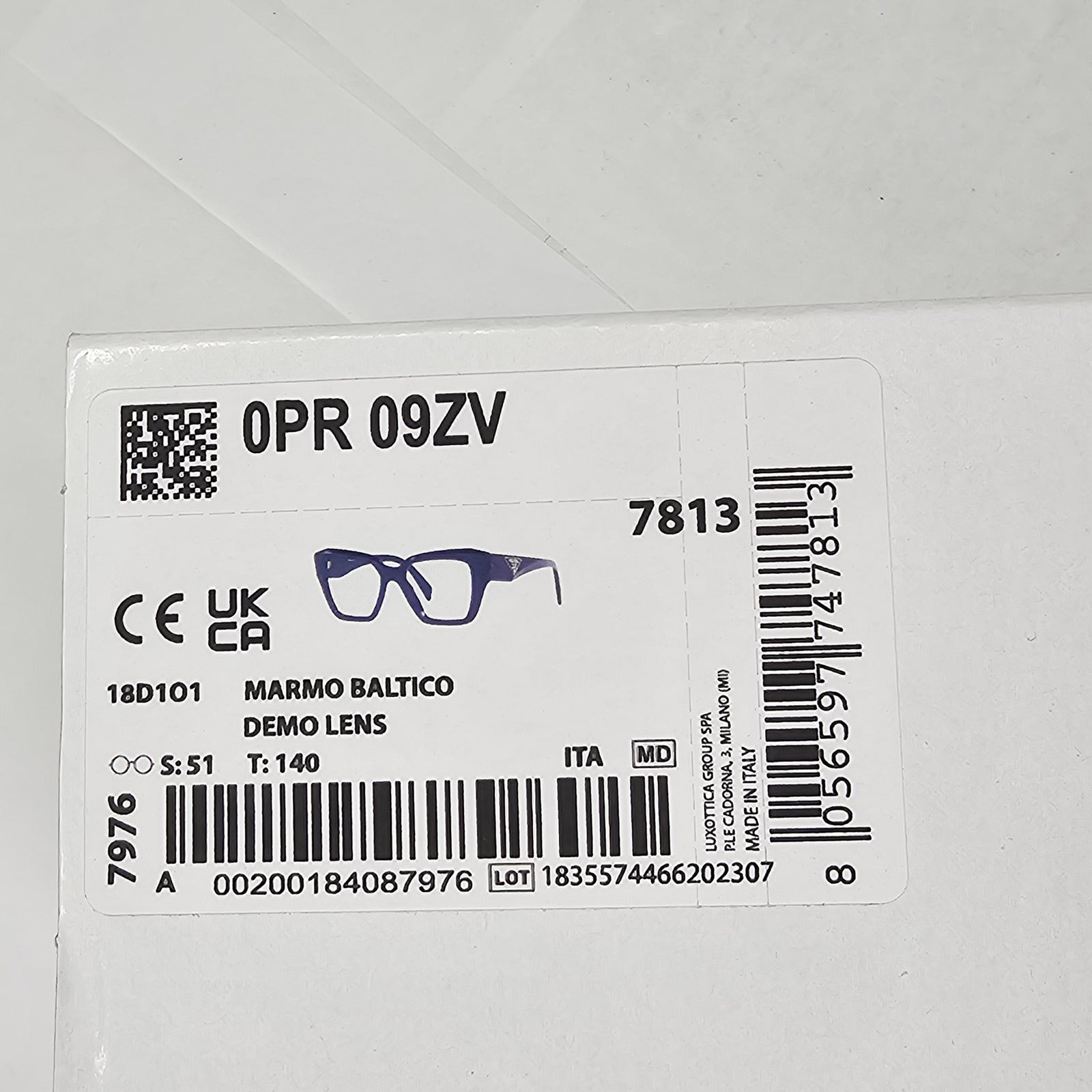 Prada Sunglasses Blue Black Triangle Symbole Marble PR09ZV VPR 09Z 18D-1O1 51mm