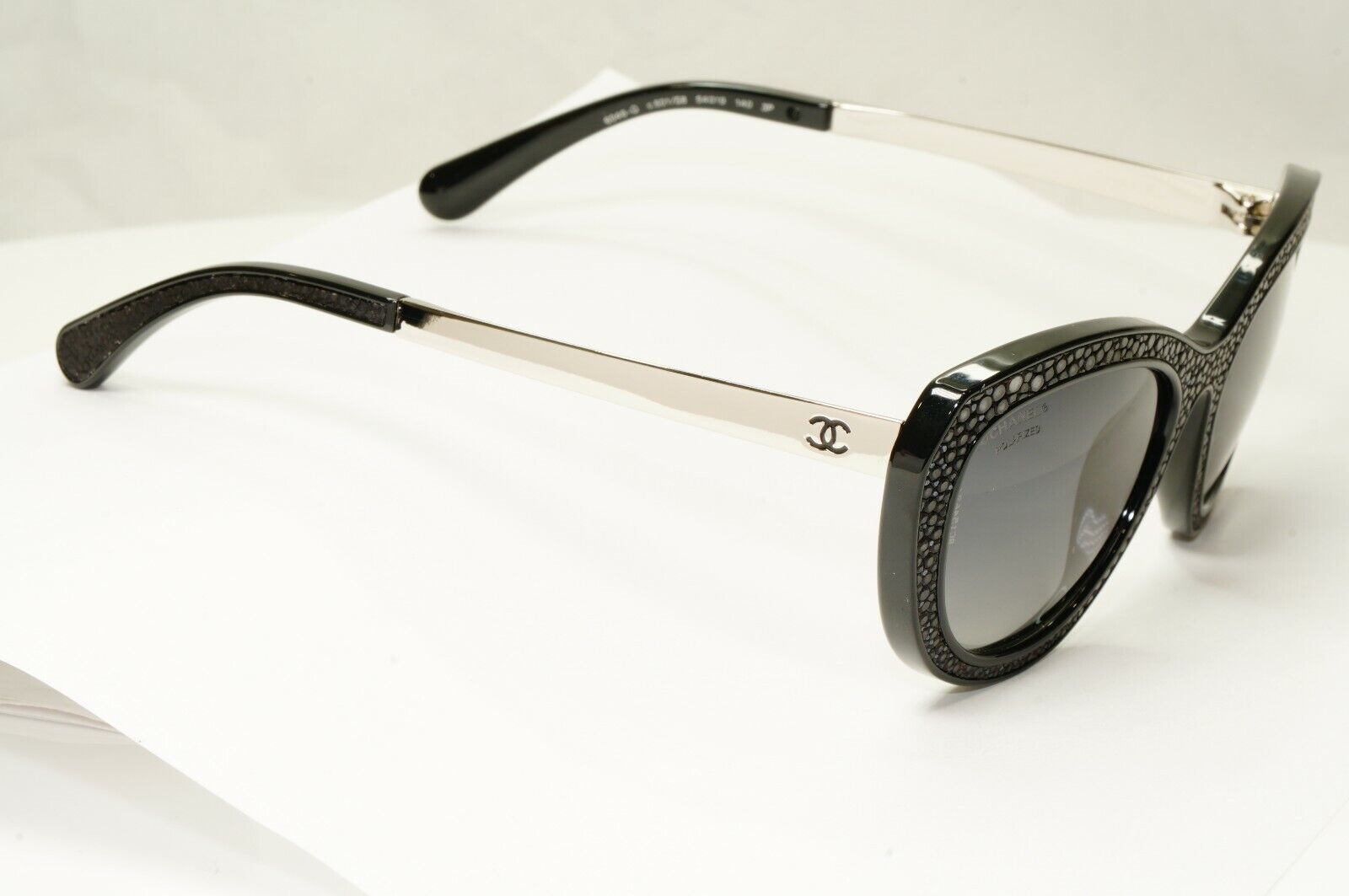 Chanel Sunglasses Stringray Leather Exotic Polarised Black 6046 501/S8 26987