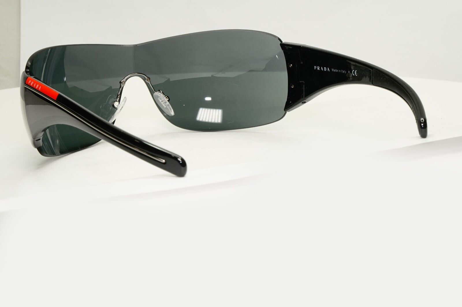 Prada Black Sunglasses Shield Visor Glossy Wrap Sport PS02LS SPS 02L 1AB-1A1