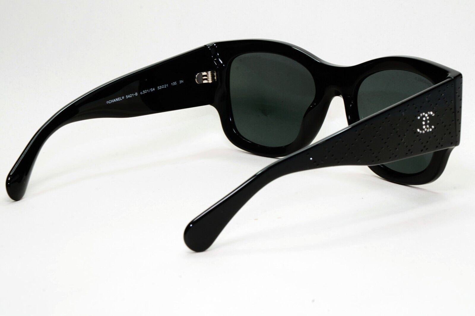 Chanel Sunglasses Black Diamante Rhinestone Square Large 5421-B c.501/S4 53mm