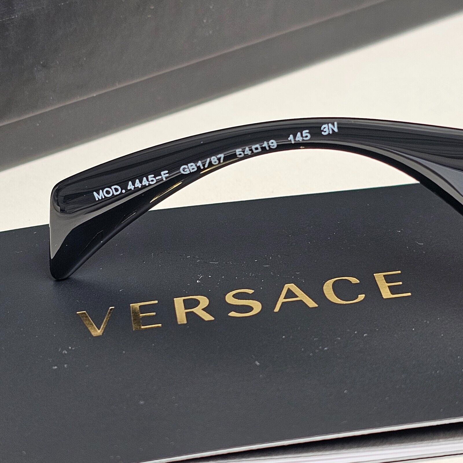 Versace Sunglasses Black Gold Meander Square Grey MOD VE 4445-F GB1/87 54mm