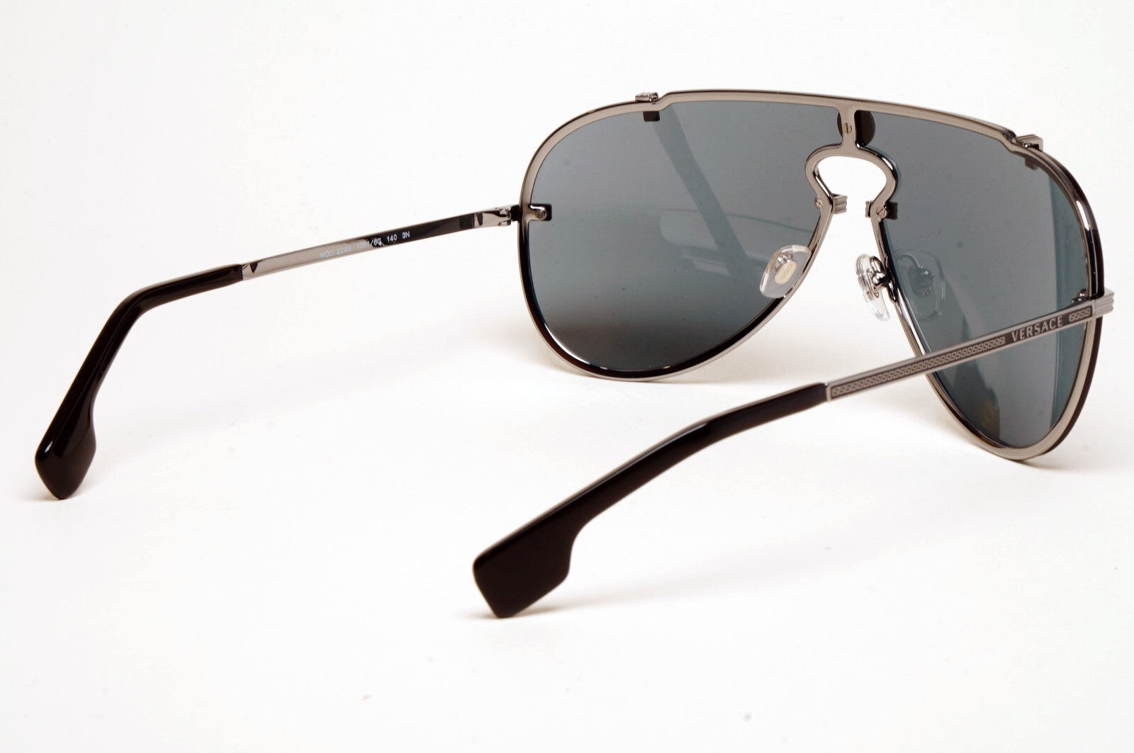 Versace Sunglasses Pilot Shield Gunmetal Grey Mirror MOD VE 2243 1001/6G