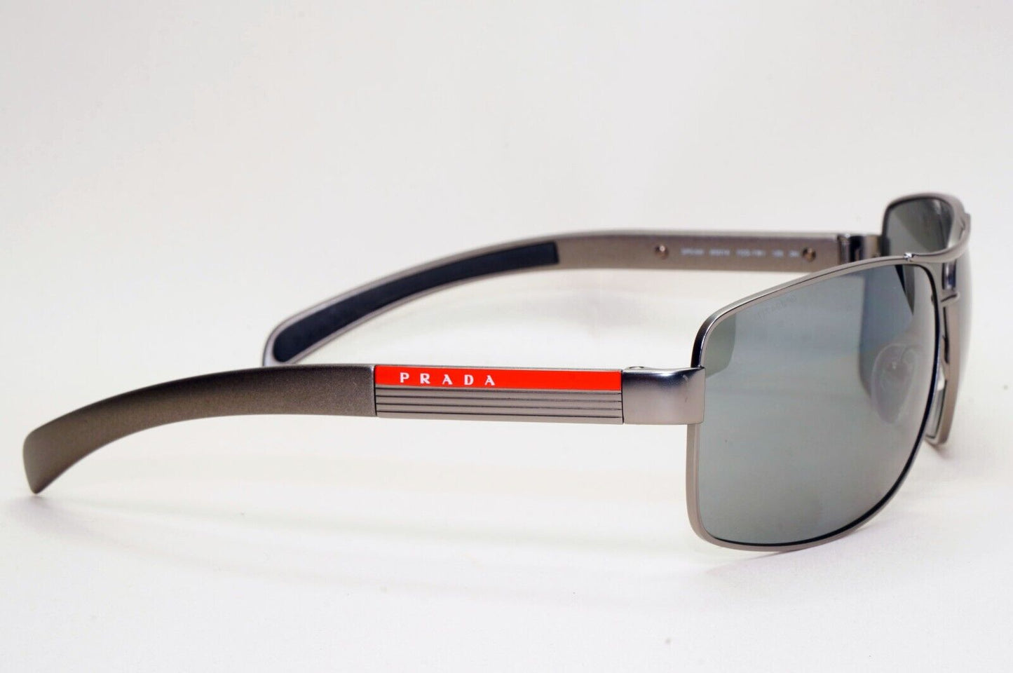 Prada Sunglasses Silver Grey Mirror Navigator Wrap PS54IS SPS 54I 7CQ-7W1 260724