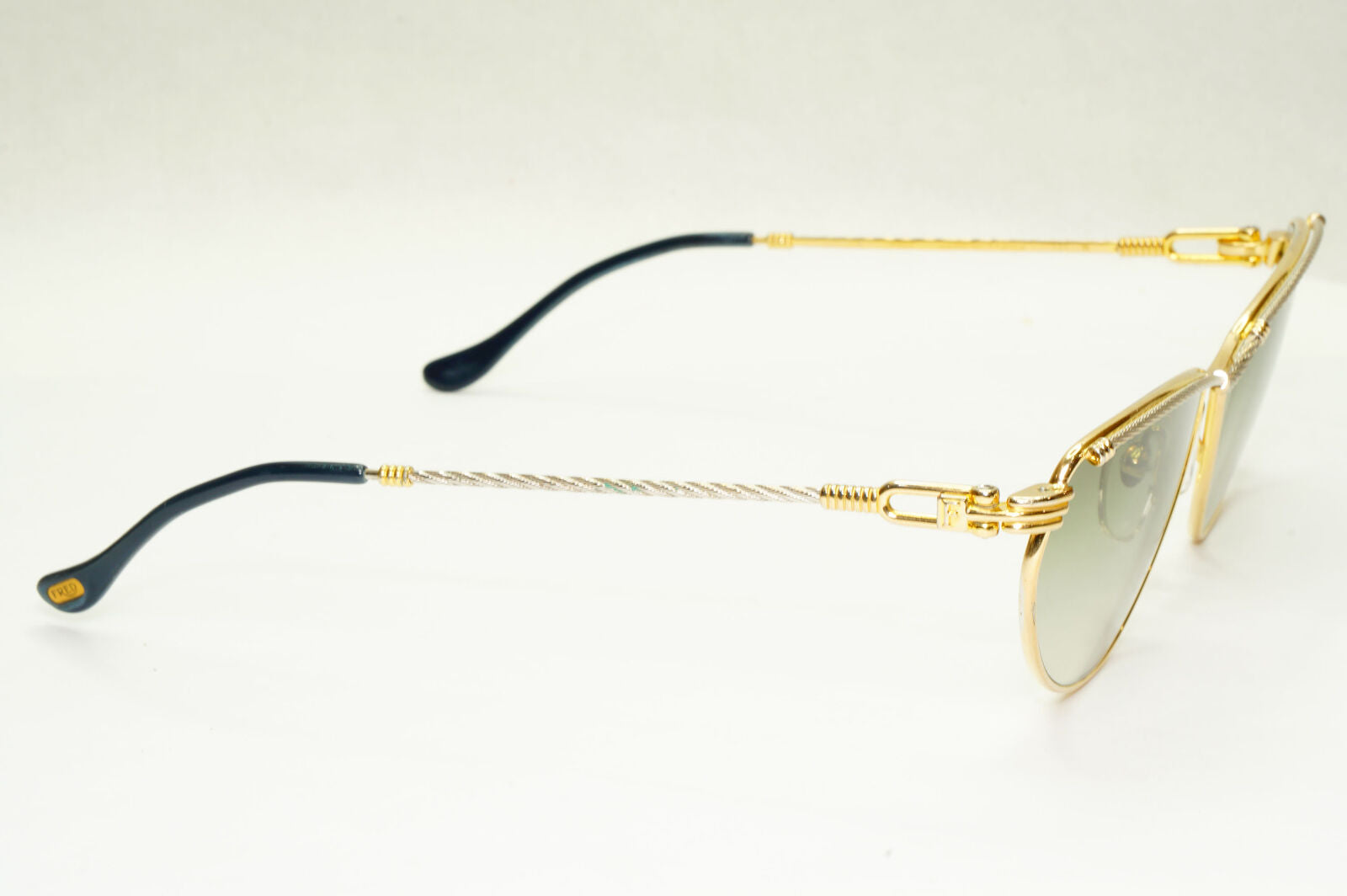 Fred 1990s Cable Twist Gold Sunglasses Vintage Alize France 57-16 Unisex 310323