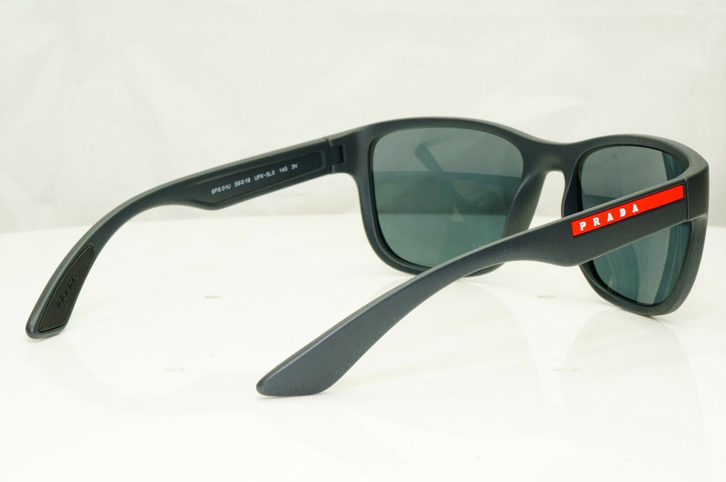 Authentic Prada Mens Grey Sunglasses Square Mirror SPS 01U UFK-5L0 Red Stripe