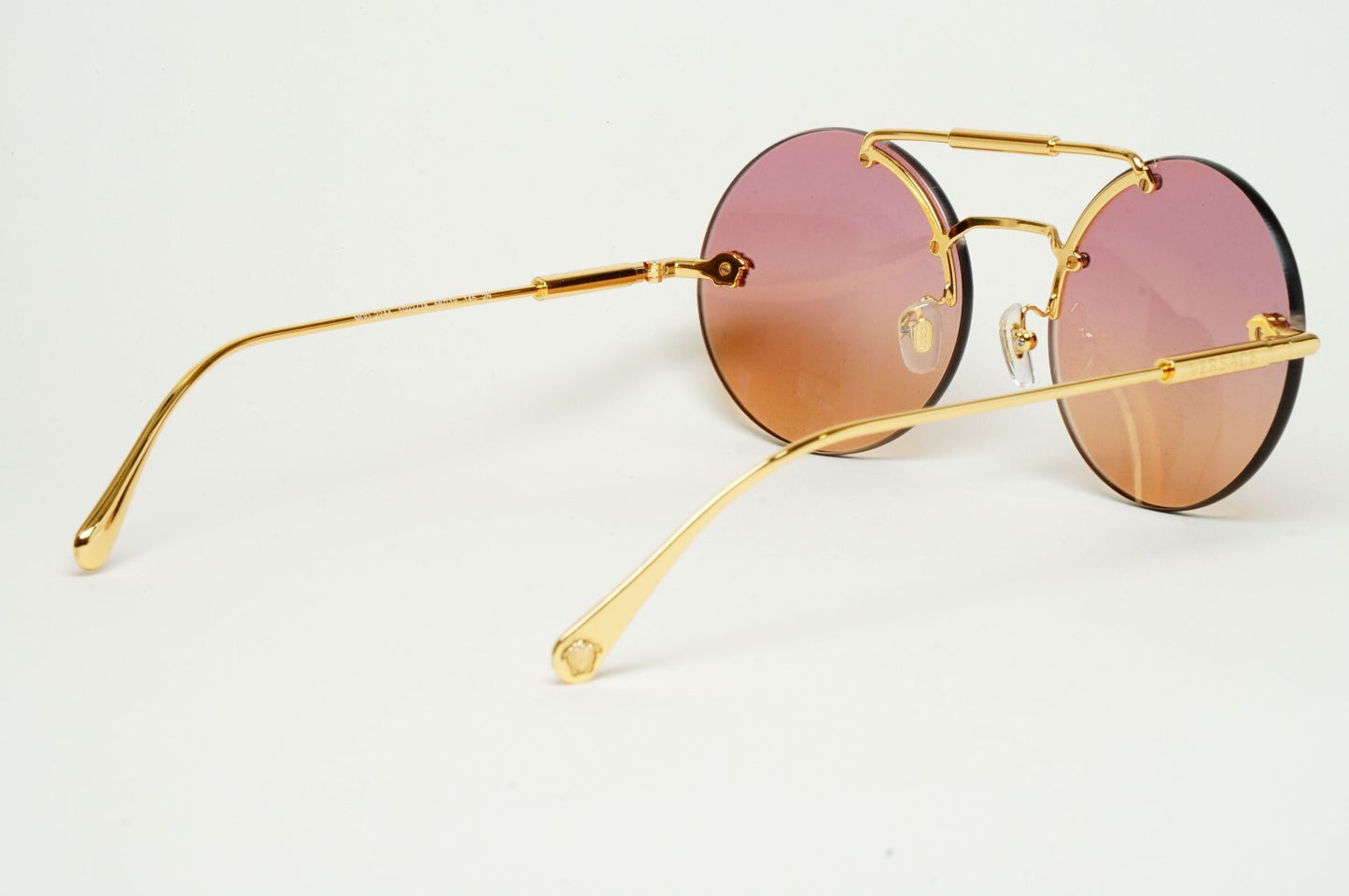 Versace Sunglasses Rimless Round Gold Fuchsia Orange MOD 2244 1002/78