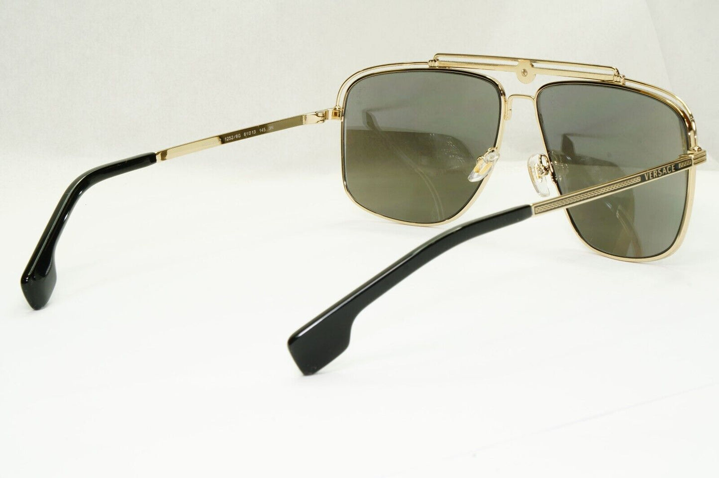 Versace Sunglasses Gold Silver Mirror Square Pilot Metal MOD VE 2242 1252/6G