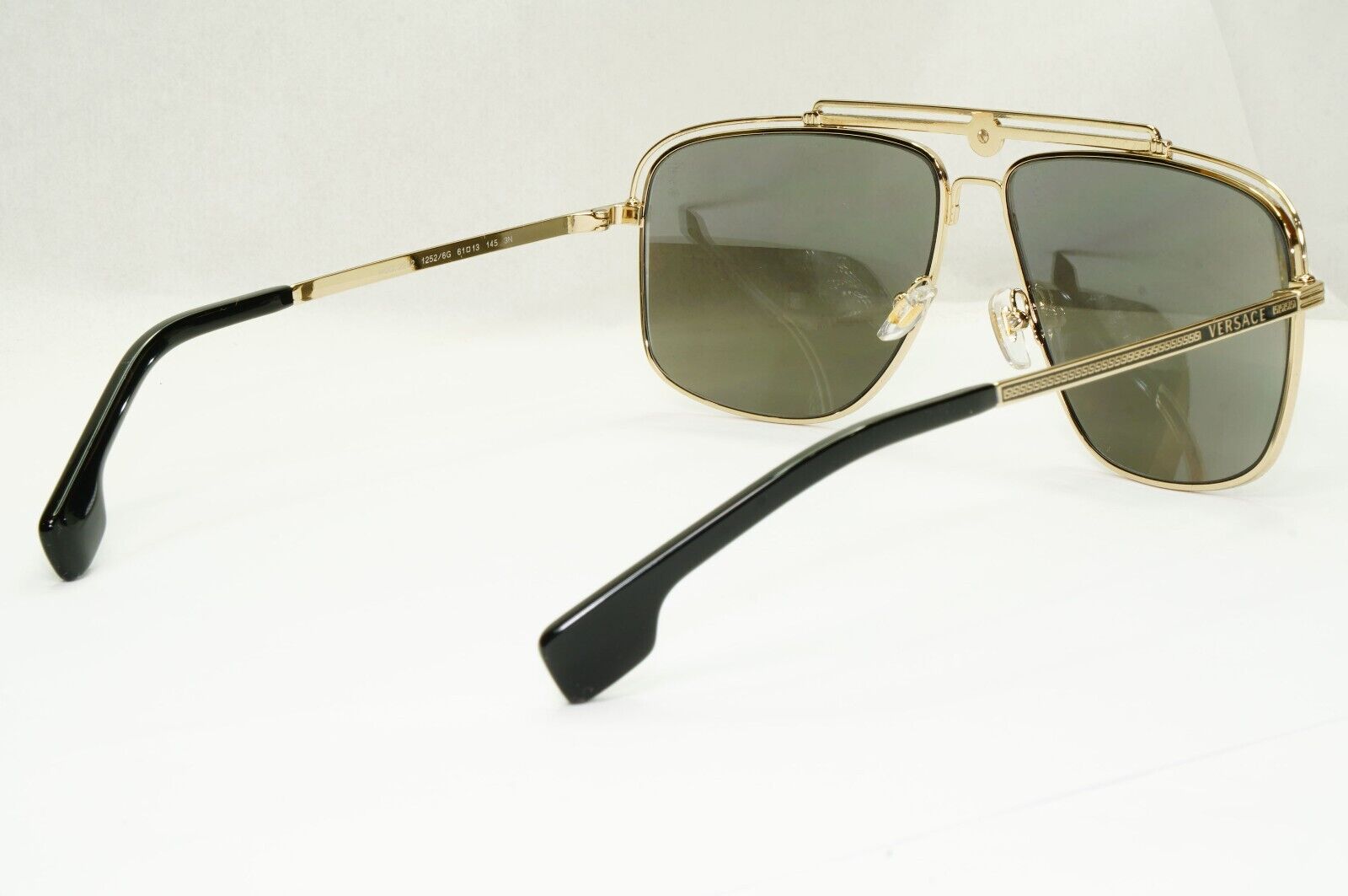 Versace Sunglasses Gold Silver Mirror Square Pilot Metal MOD VE 2242 1252/6G