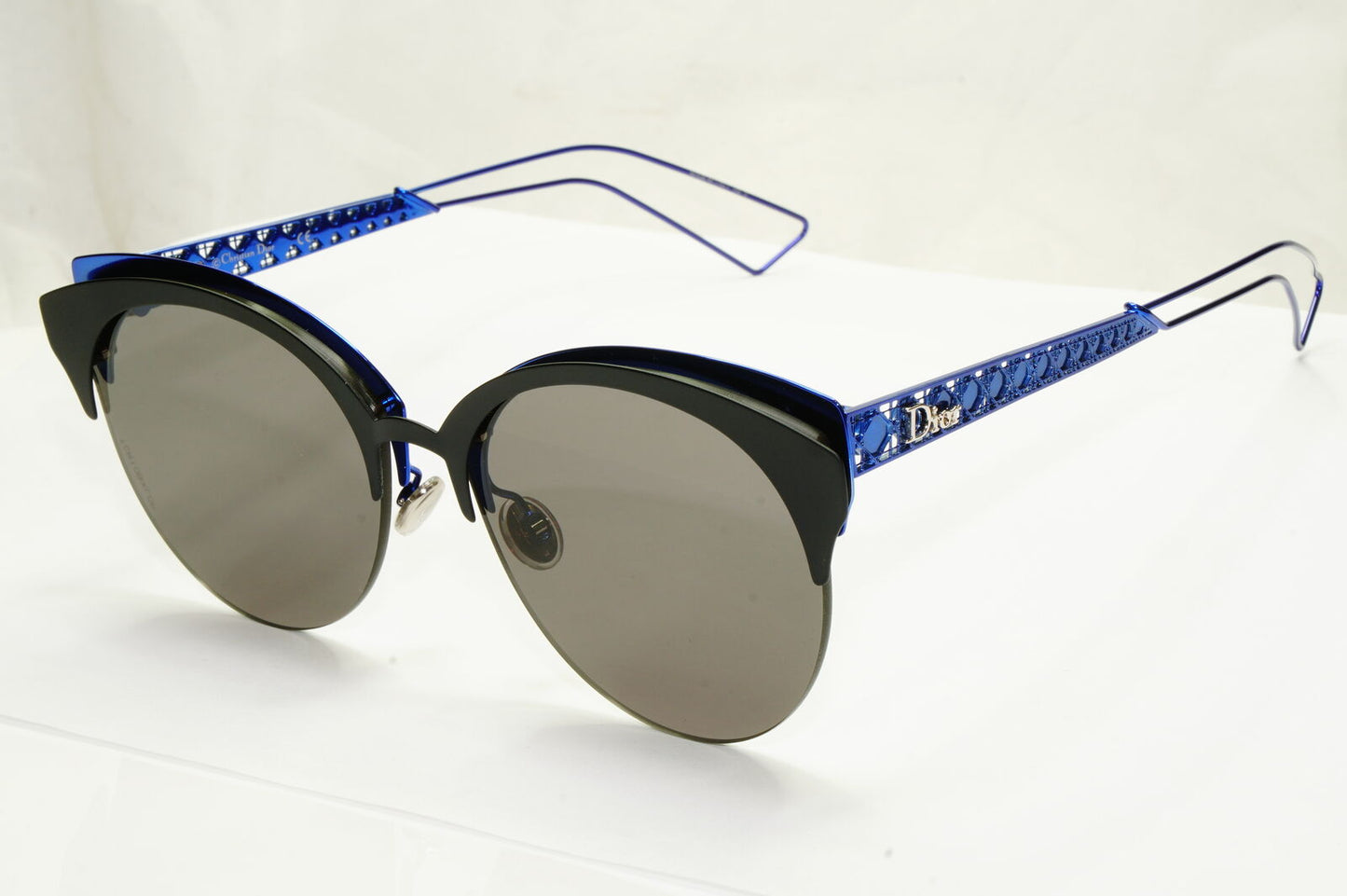 Authentic Dior Womens Metal Sunglasses Black Blue Grey Diorama Club G5V2K