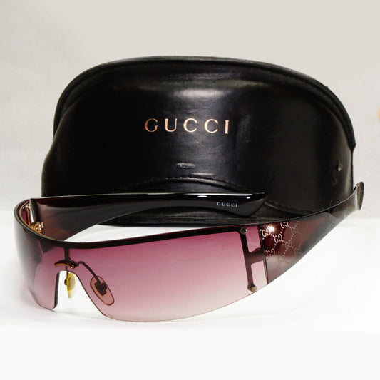 Gucci Monogram Sunglasses 2006 Vintage Shield Unisex Brown GG 1824 RHA94 191223