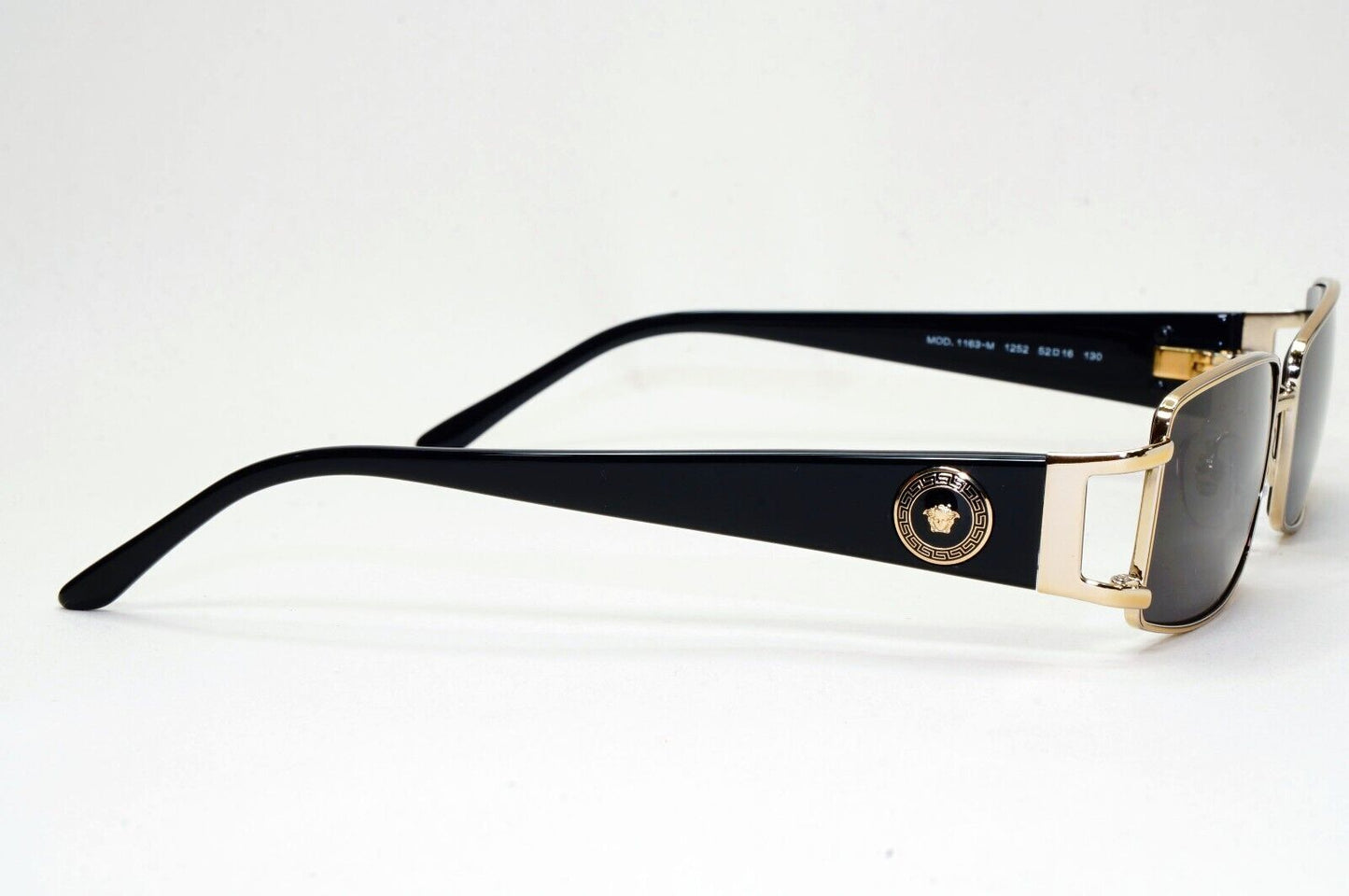 Versace Sunglasses Black Gold Medusa Rectangle Small MOD 1163-M 1252 52mm