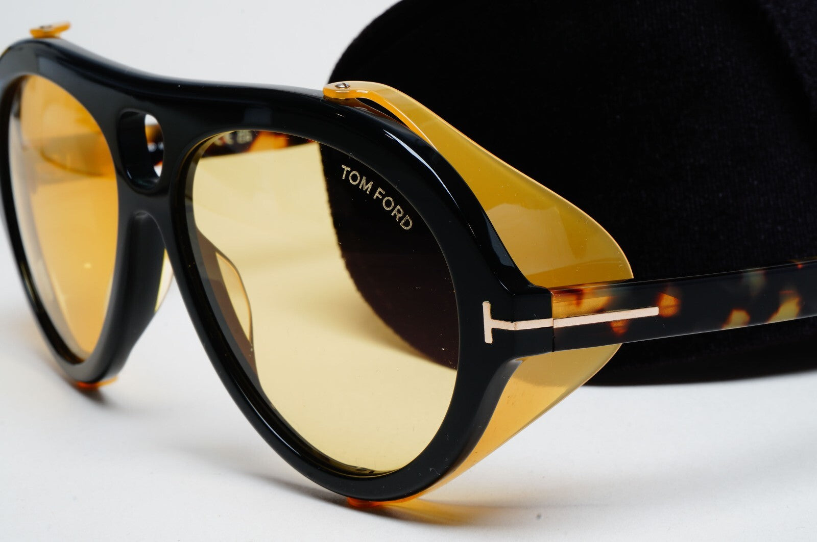 Tom Ford Sunglasses Neughman Black Brown Yellow Side Shields FT0882 TF 882 01E