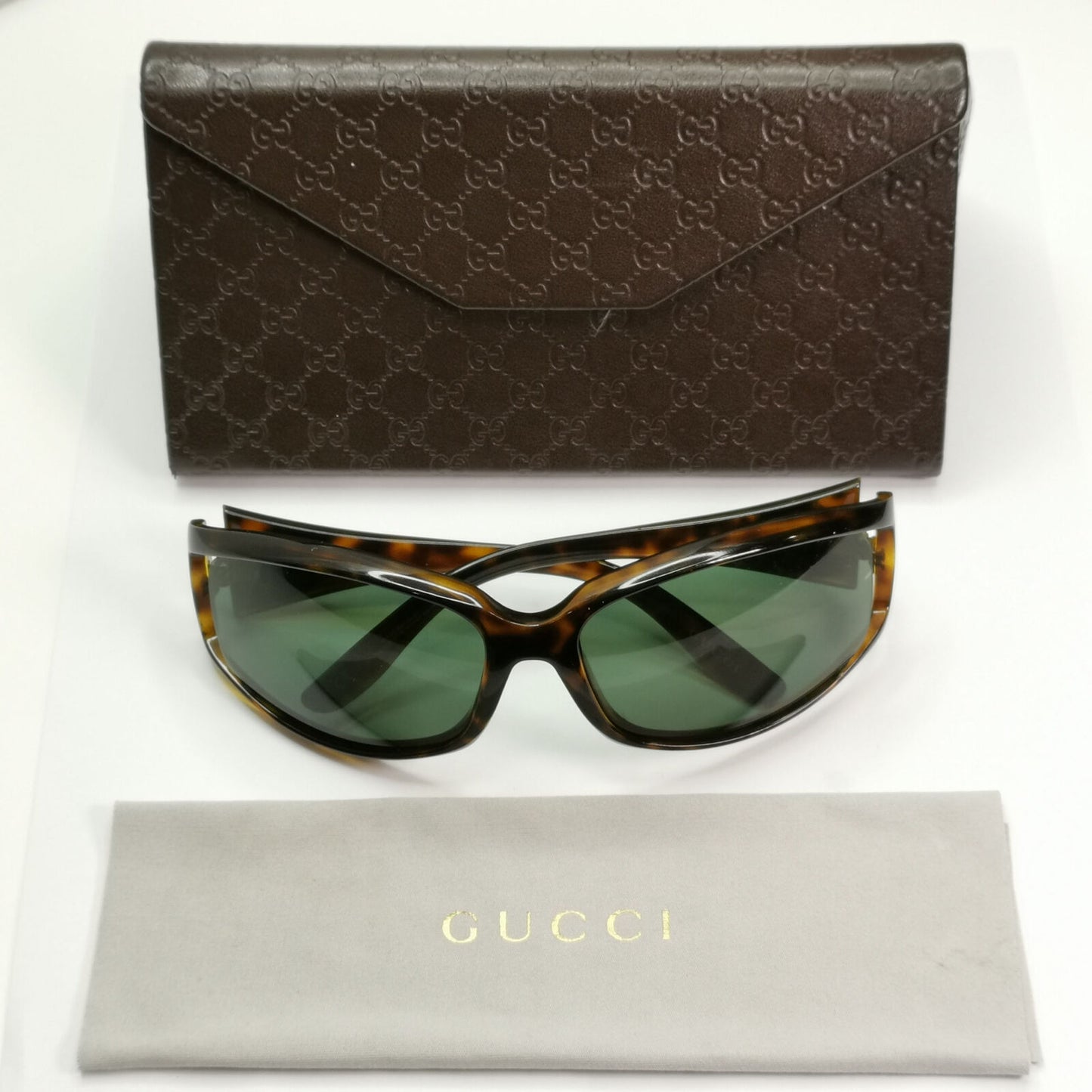 Gucci 2005 Sunglasses Vintage Brown Green Gold GG 2989/S/STRASS V088U 181022