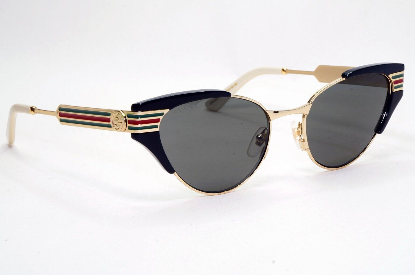 Gucci Sunglasses 2019 Square Cat Eye Gold Black Grey GG 0522S 001 55mm 081124