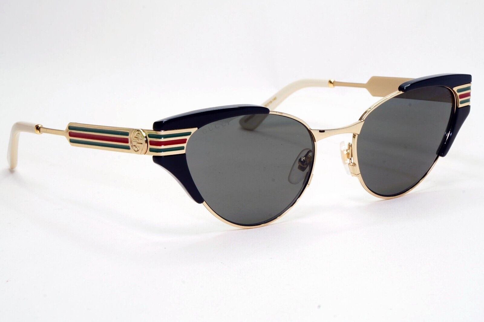 Gucci Sunglasses 2019 Square Cat Eye Gold Black Grey GG 0522S 001 55mm 081124