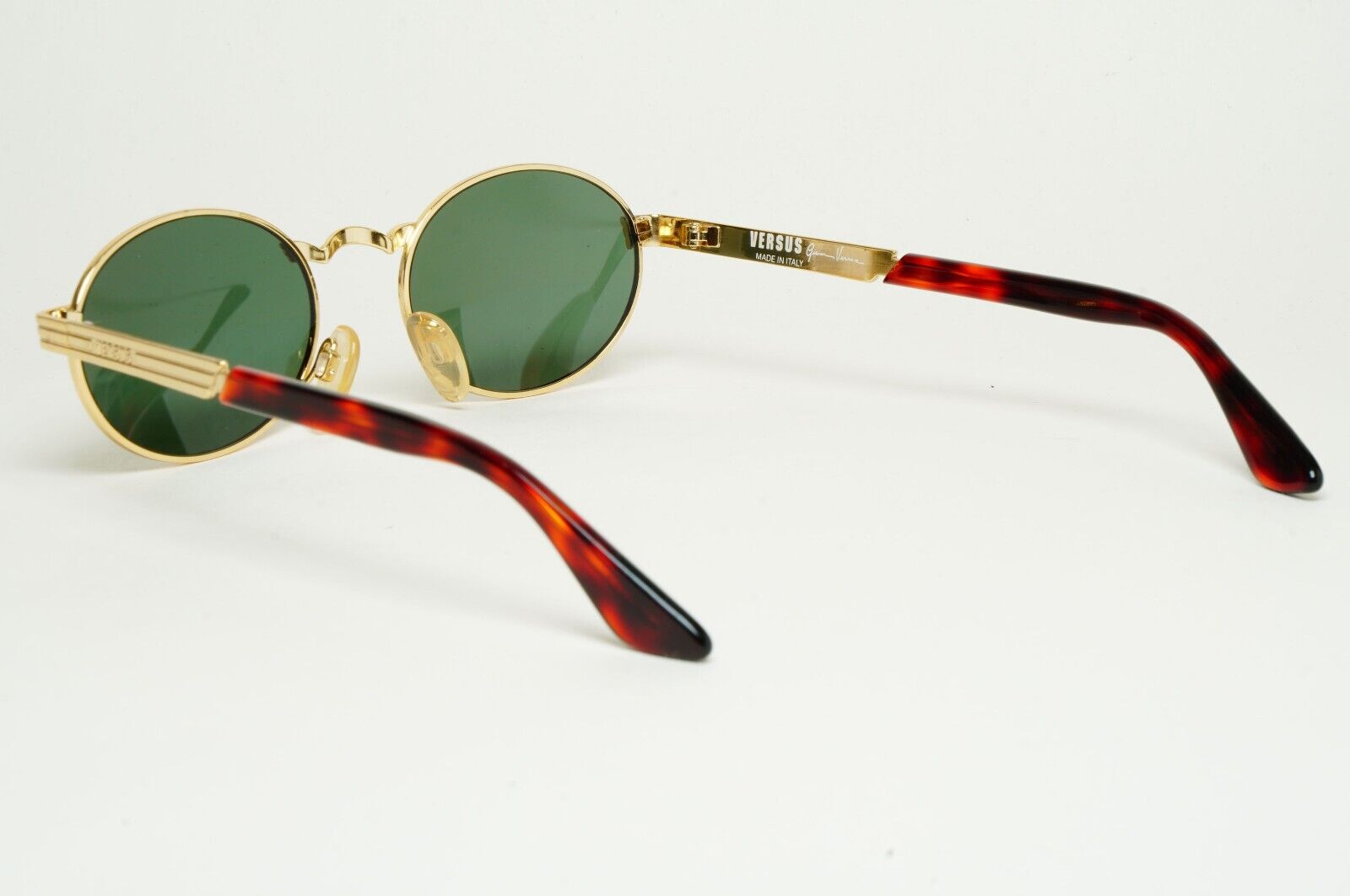 Versus Sunglasses 1996 by Gianni Versace Vintage Gold Green Oval MOD F07 COL 030