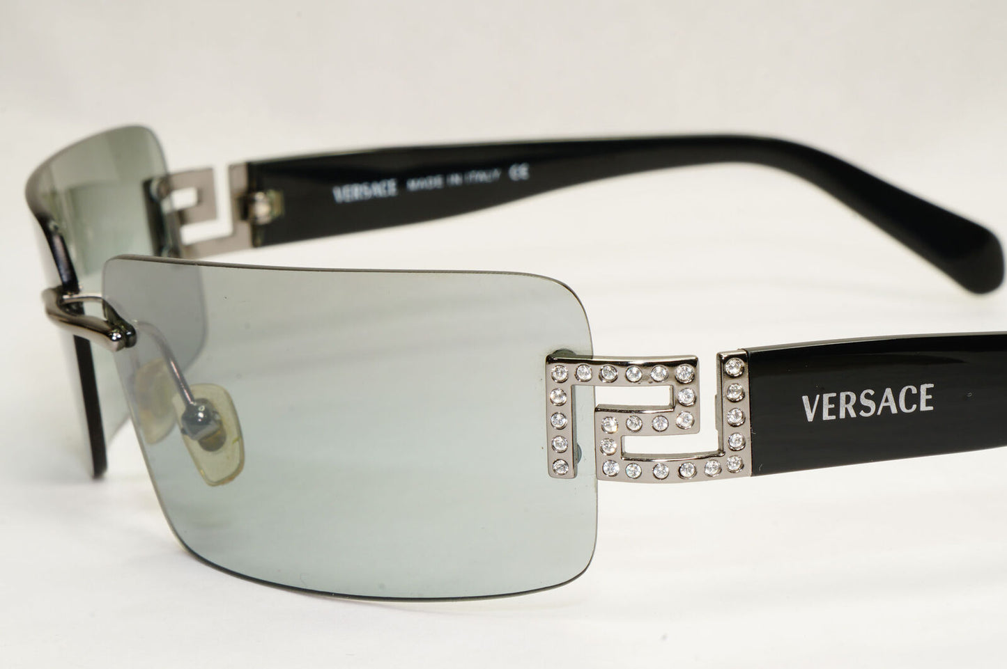Versace Sunglasses 2004 Vintage Black Grey Mirror Rimless 2010-B 1001/88 140124