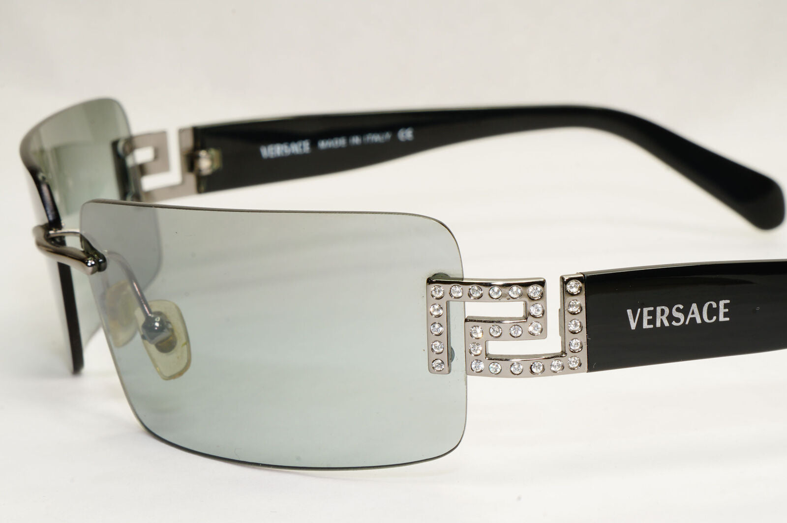 Versace Sunglasses 2004 Vintage Black Grey Mirror Rimless 2010-B 1001/88 140124