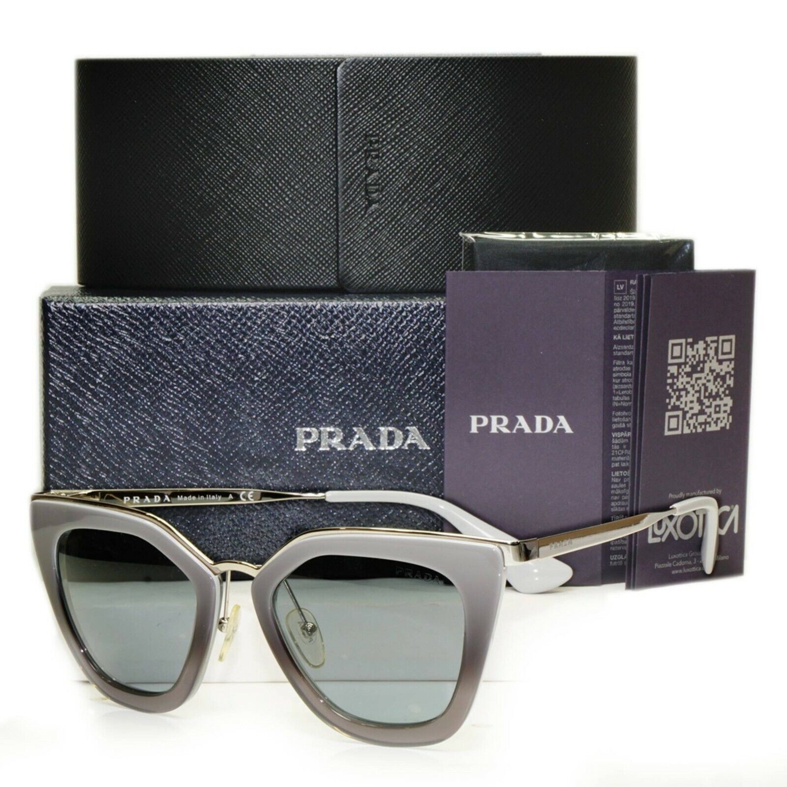 Authentic Prada Womens Sunglasses SS17 Cinema Grey Silver Square SPR 53S UFV-3C2