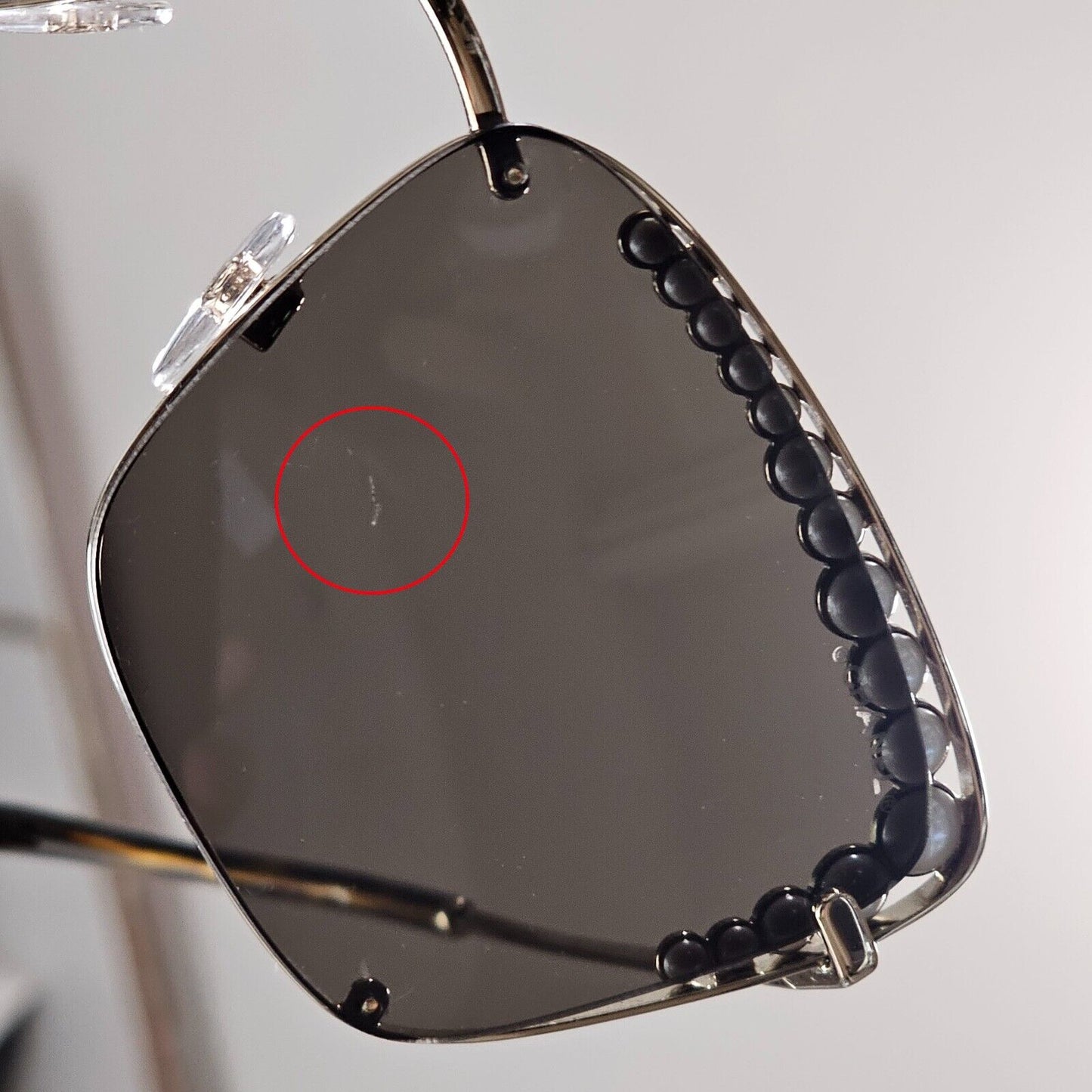 Chanel Sunglasses Gold Pearl Square Metal Pale Brown Green 4235-H C395/S7 041223