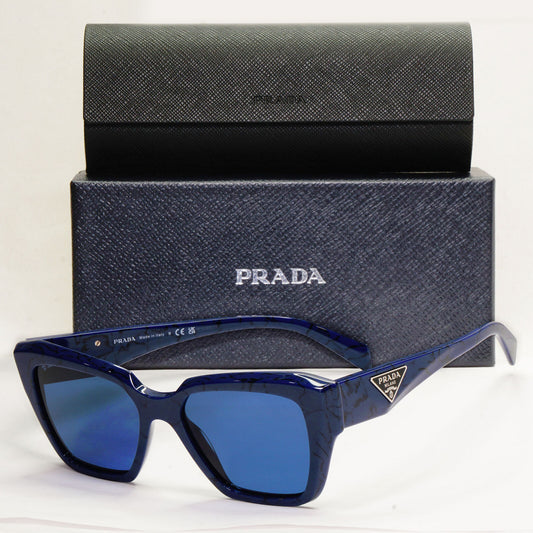 Prada Sunglasses Blue Triangle Symbole Marble Square PR09ZV VPR 09Z 18D-1O1 51mm