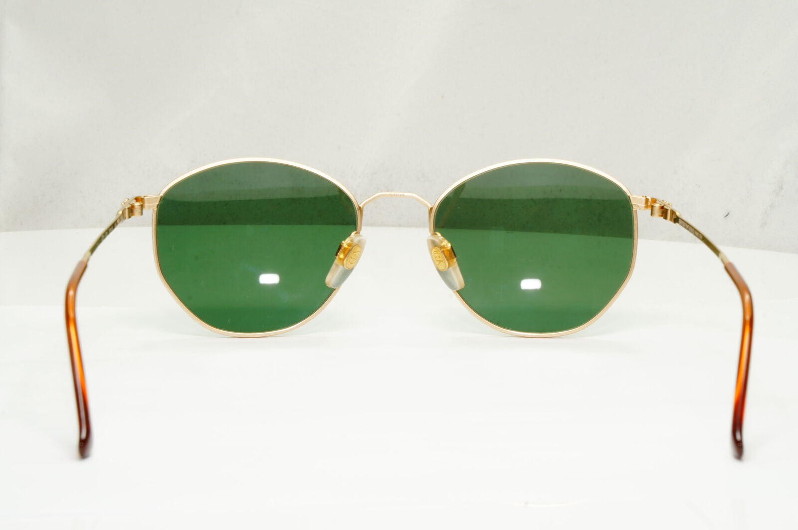 Emporio Armani Sunglasses 1997 Vintage Gold Green Metal Round 031 703 50mm A