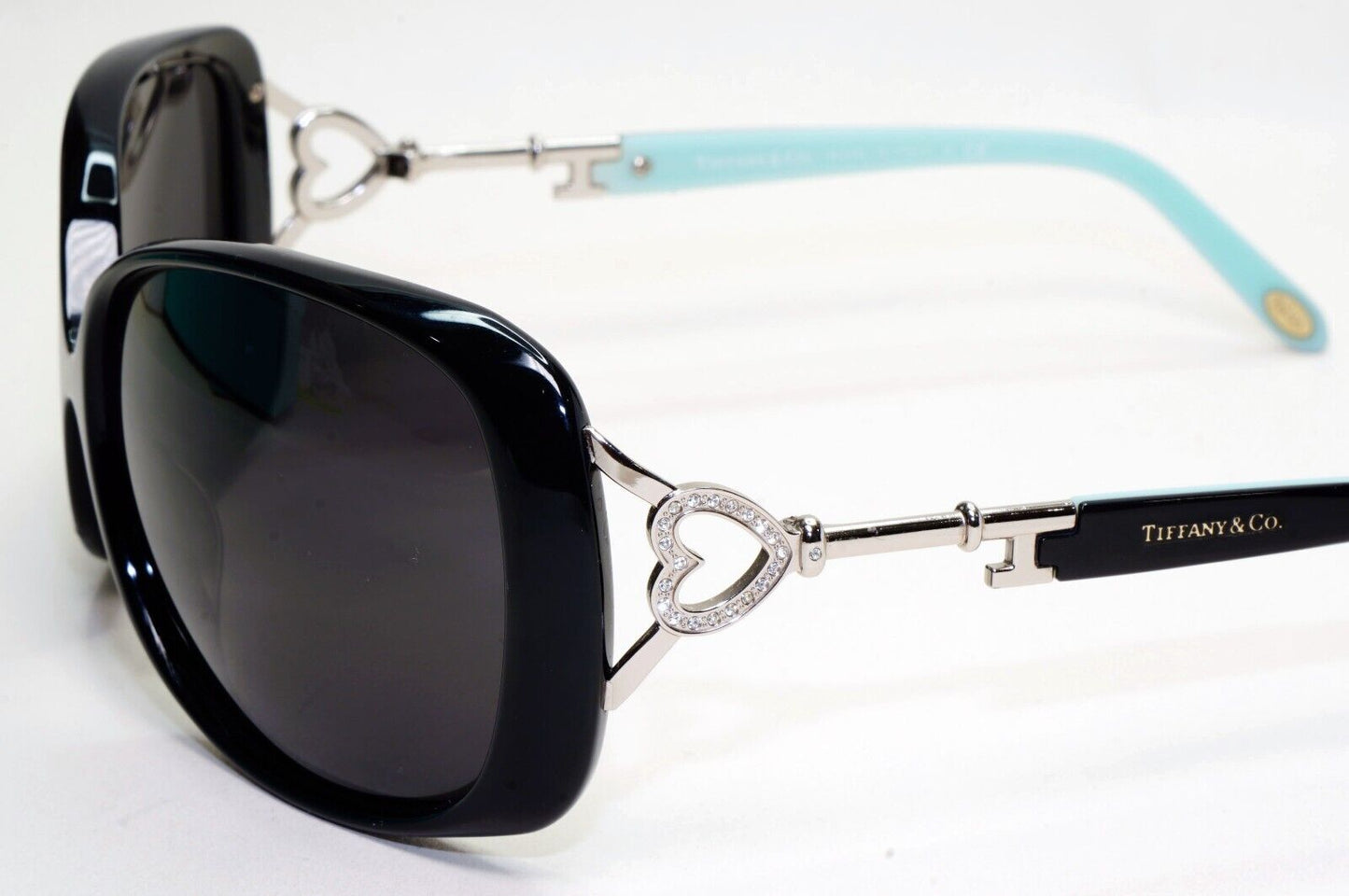 Tiffany & Co Sunglasses Crystal Keys Black Silver Large TF 4055-B 8001/4L 131024