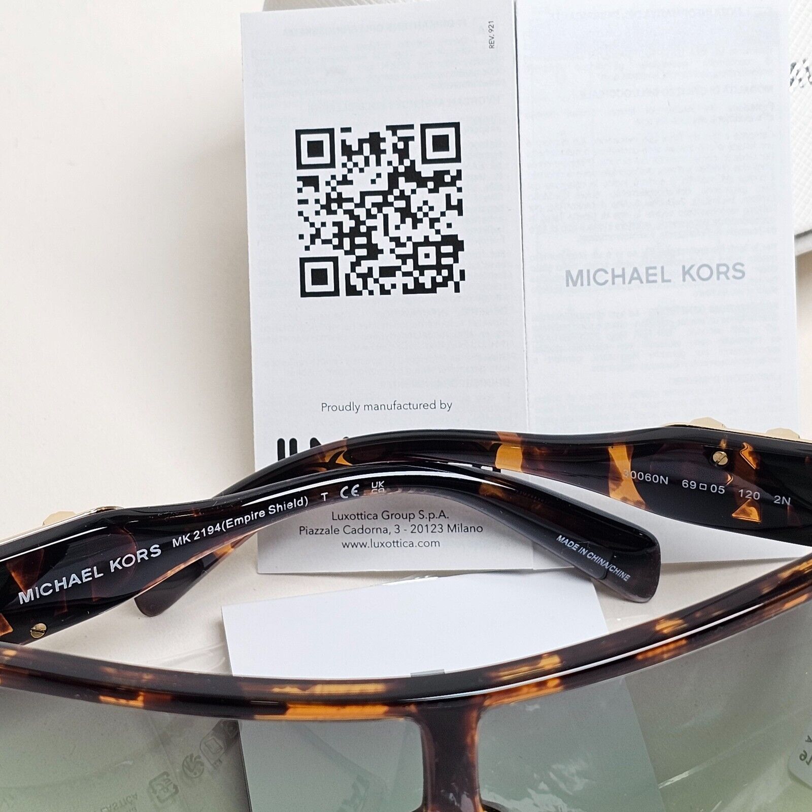 Michael Kors Sunglasses Brown Tortoise Green Shield MK 2194 Empire Shield 30060N